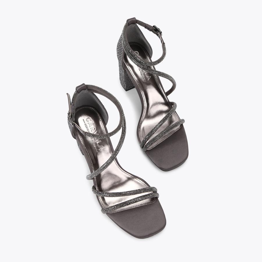 VENEZIA SANDAL Pewter High Block Heel by CARVELA