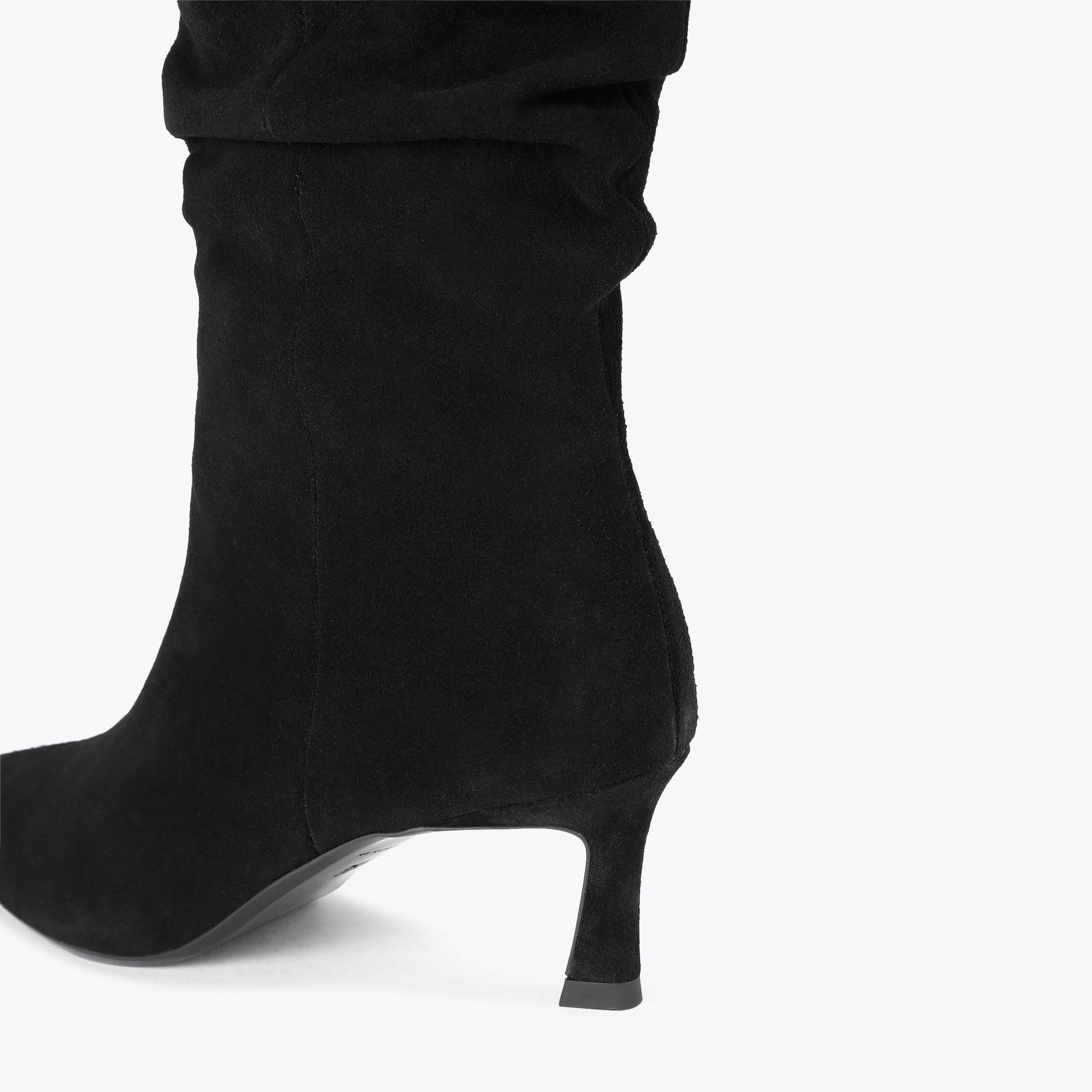 STARK ROUCHE Black Suede Ruched Boot by KG KURT GEIGER