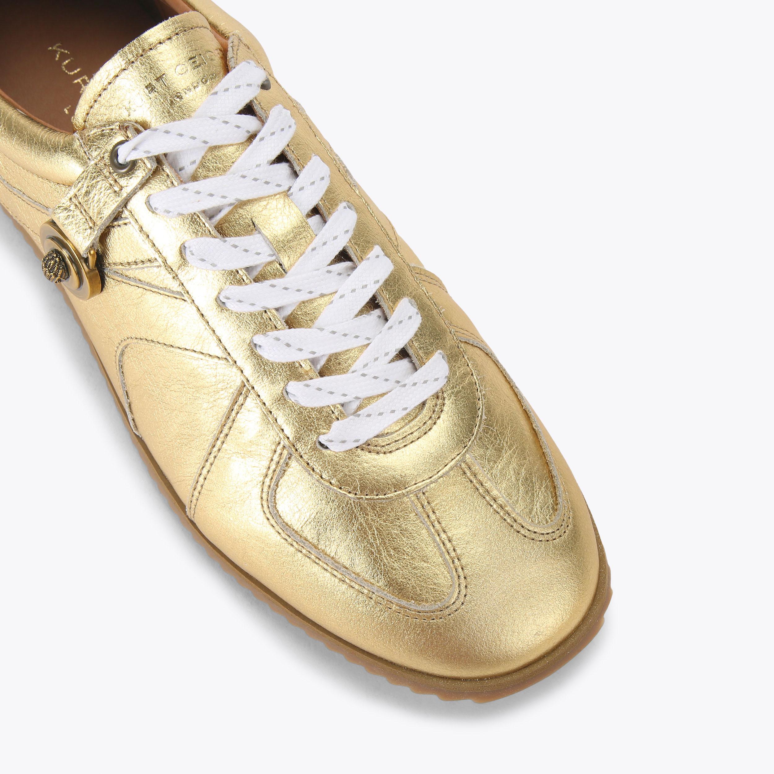 ELDON SNEAKER Metallic Gold Lace Up Sneaker by KURT GEIGER LONDON