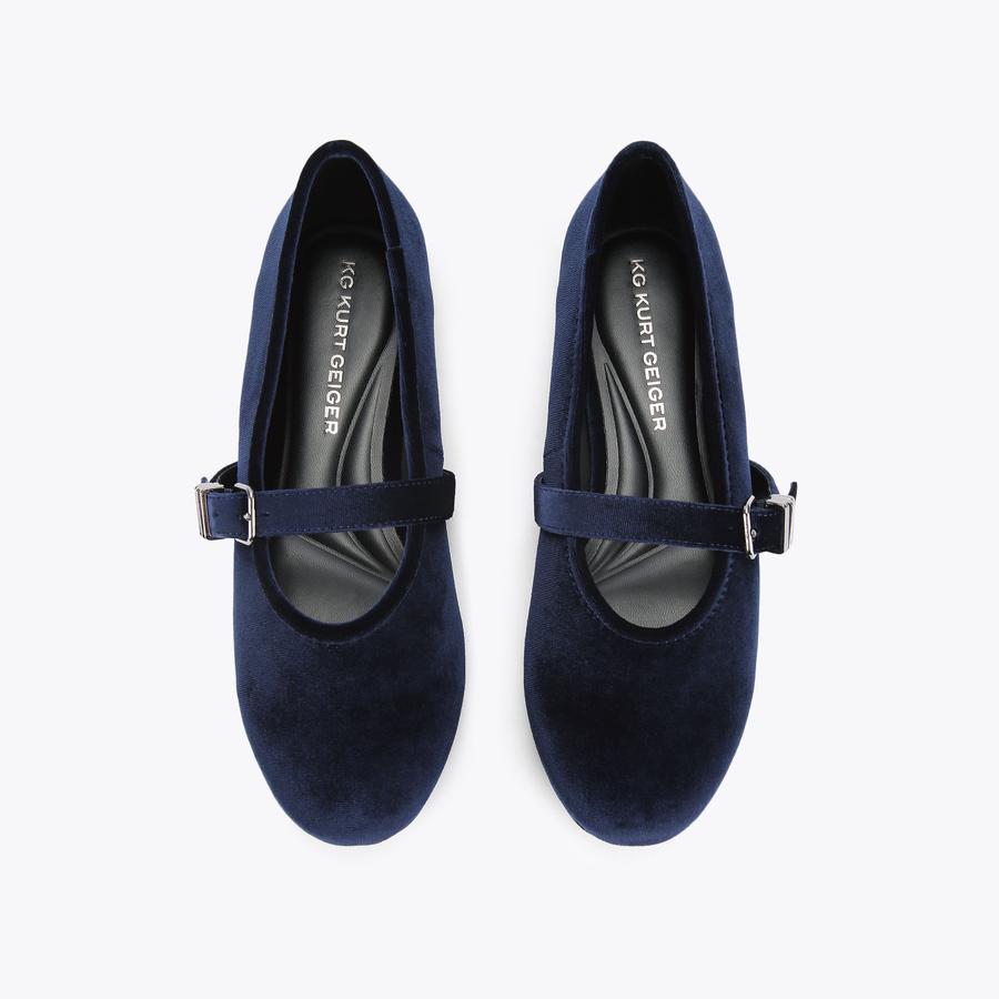 Heels Navy Blue Mary Janes For Women NEVE Blue Velvet Mary Jane