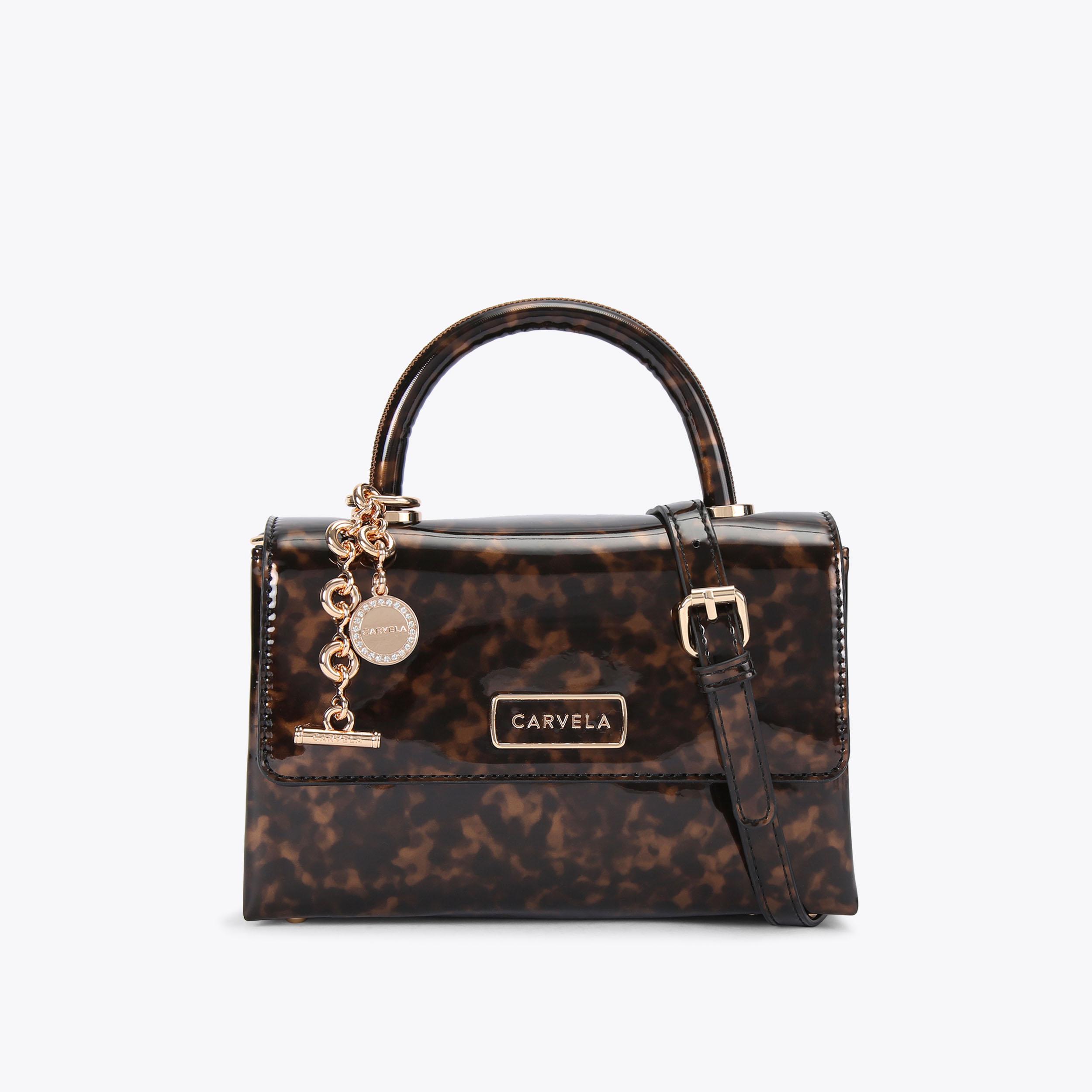 ALTO TOP HANDLE Patent Tortoiseshell Top Handle Bag by CARVELA