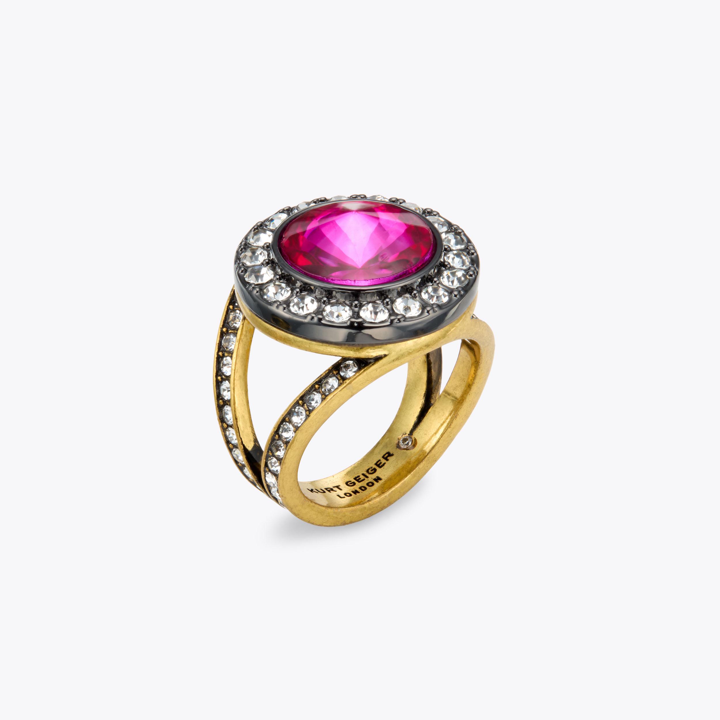 SM OCTAVIA RING Gold Crystal Ring by KURT GEIGER LONDON