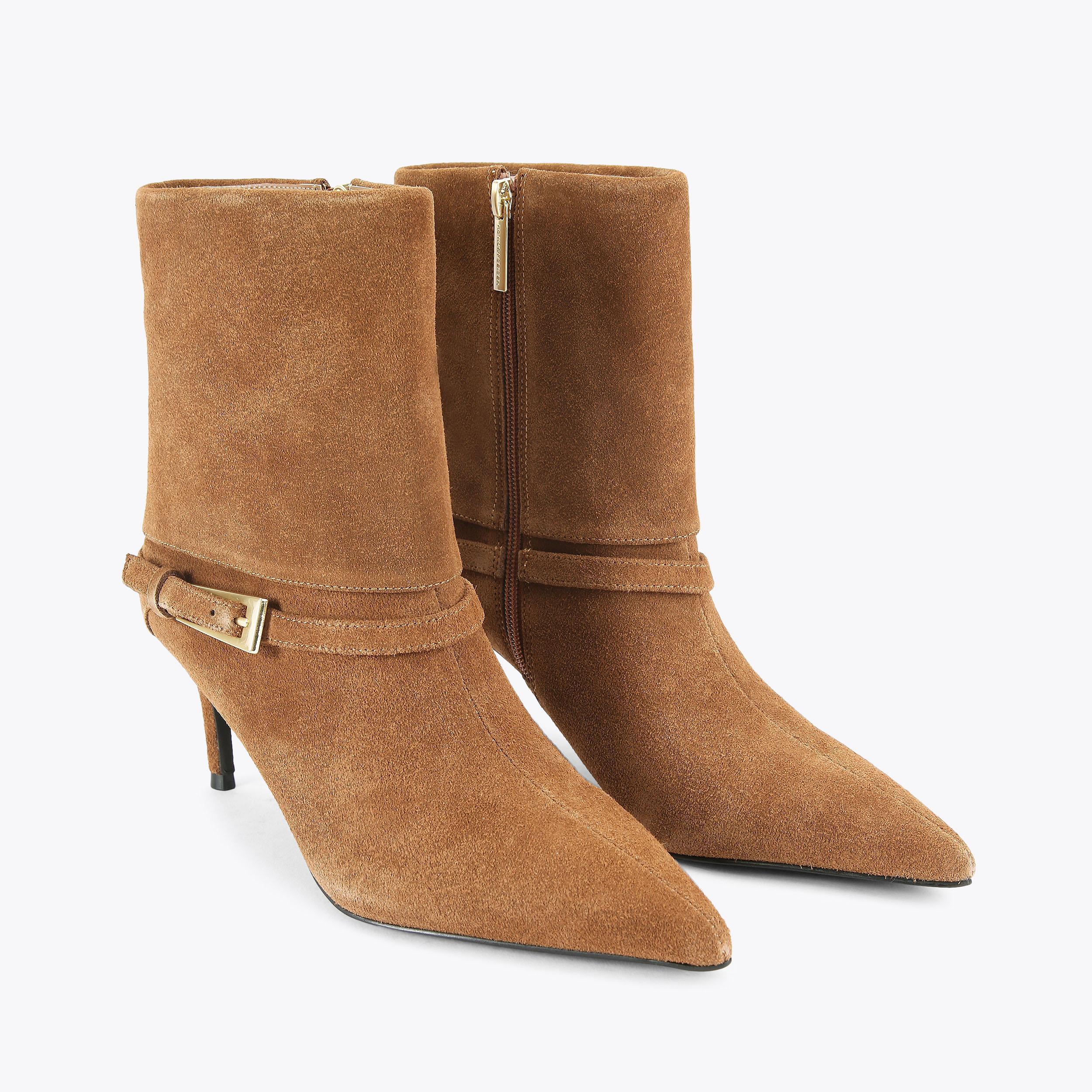 TRINITY Camel Suede Heeled Boot by KG KURT GEIGER