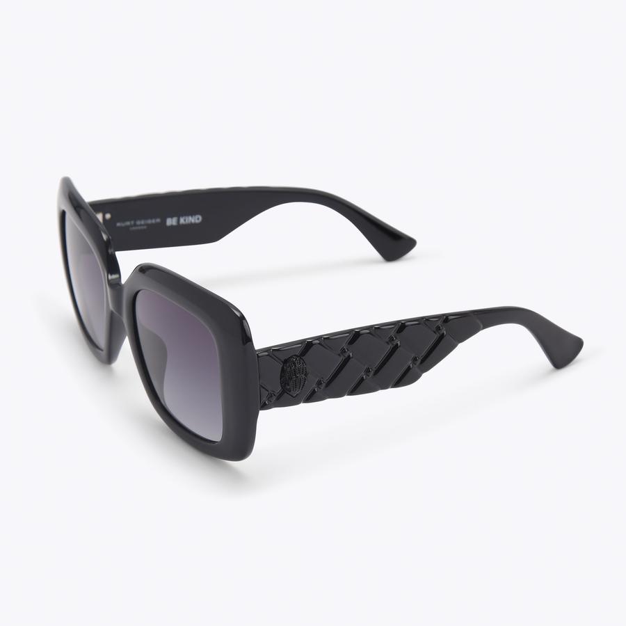KENSINGTON OS SQUARE Black Quilted Acetate Sunglasses by Kurt