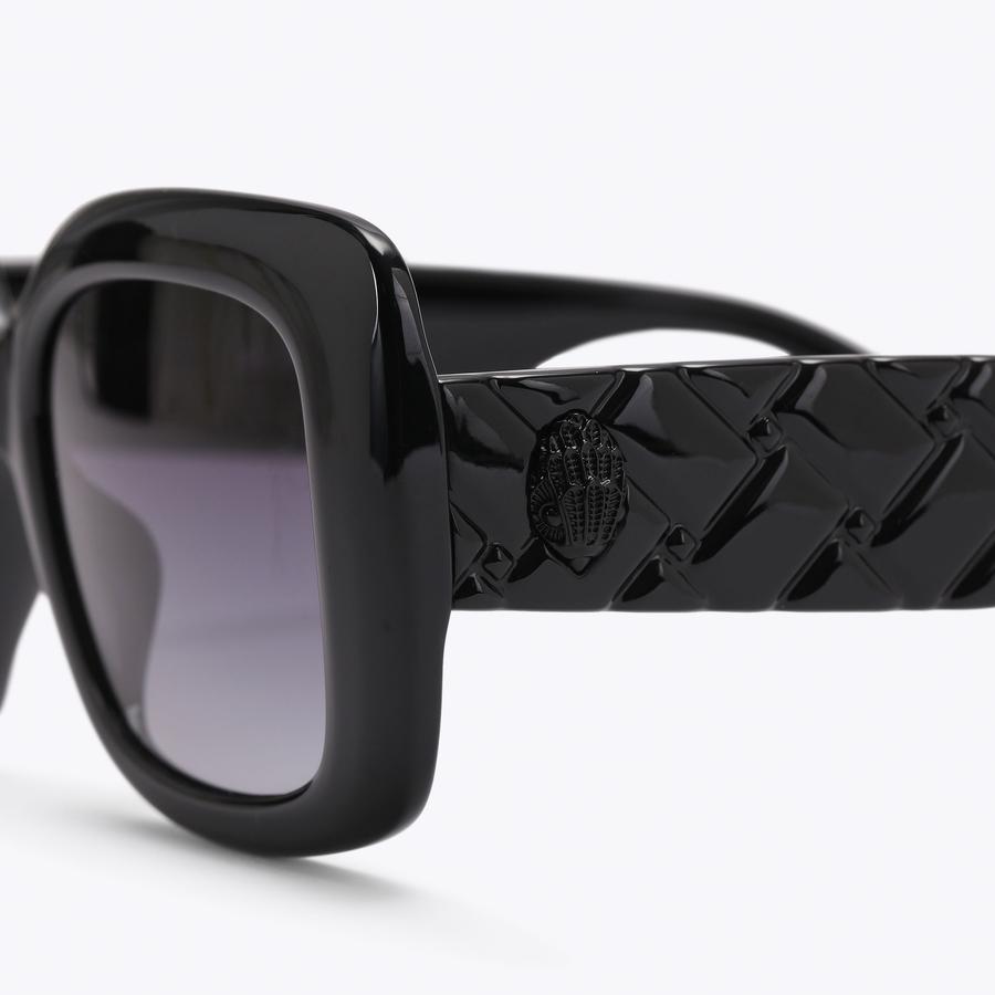 KENSINGTON OS SQUARE Black Quilted Acetate Sunglasses by Kurt