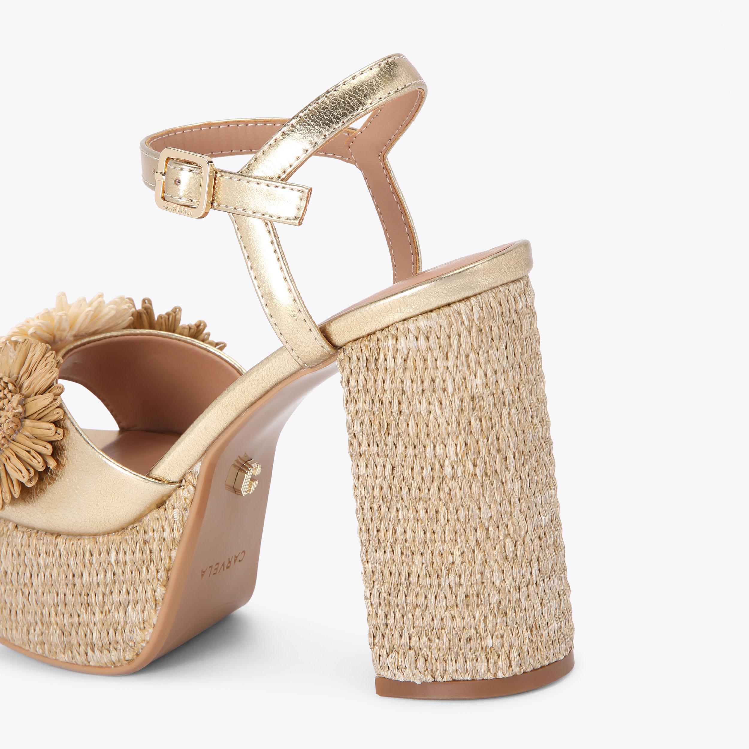 SORRENTO FLOWER PLATFORM 3D Flower Raffia Heel by Carvela