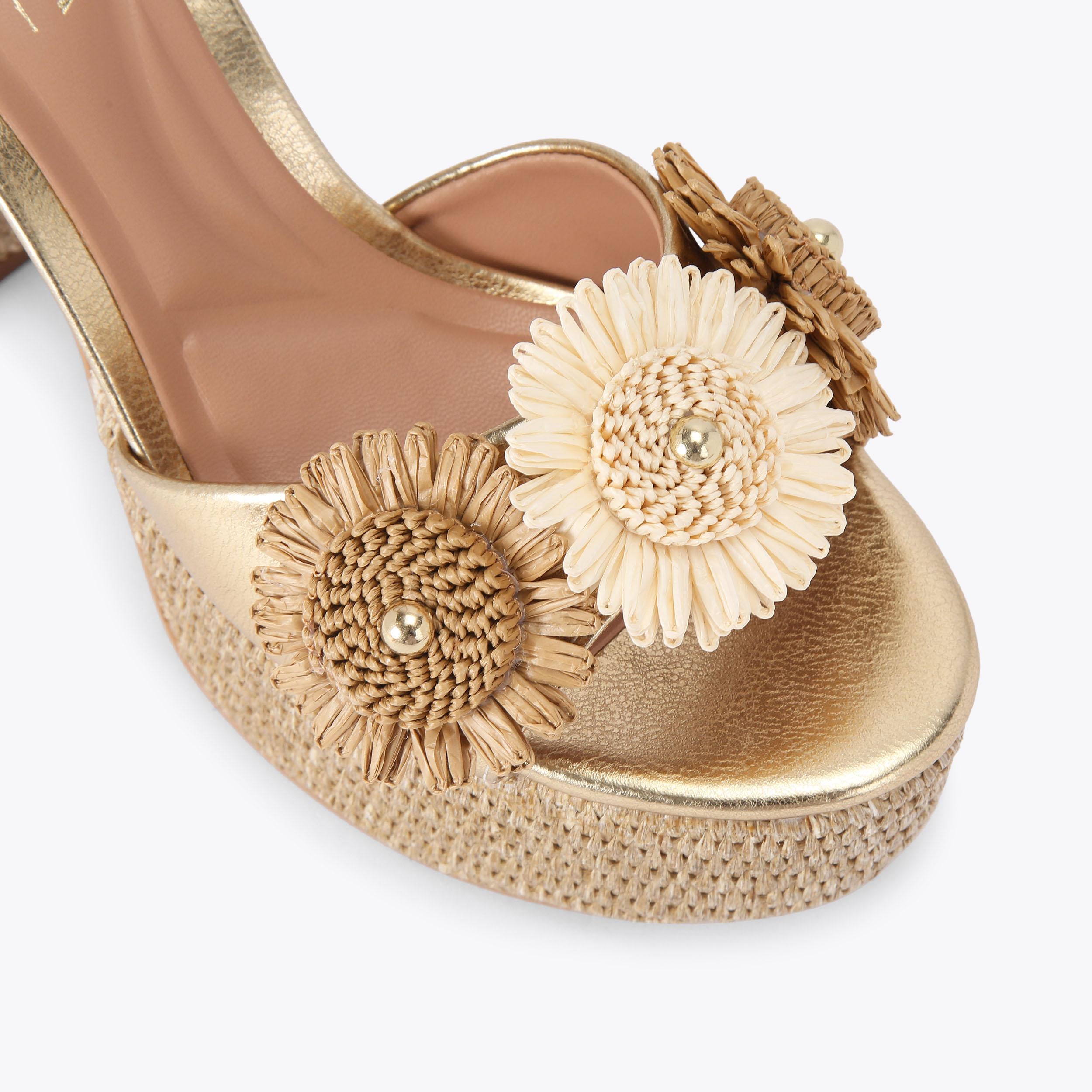 SORRENTO FLOWER PLATFORM 3D Flower Raffia Heel by Carvela