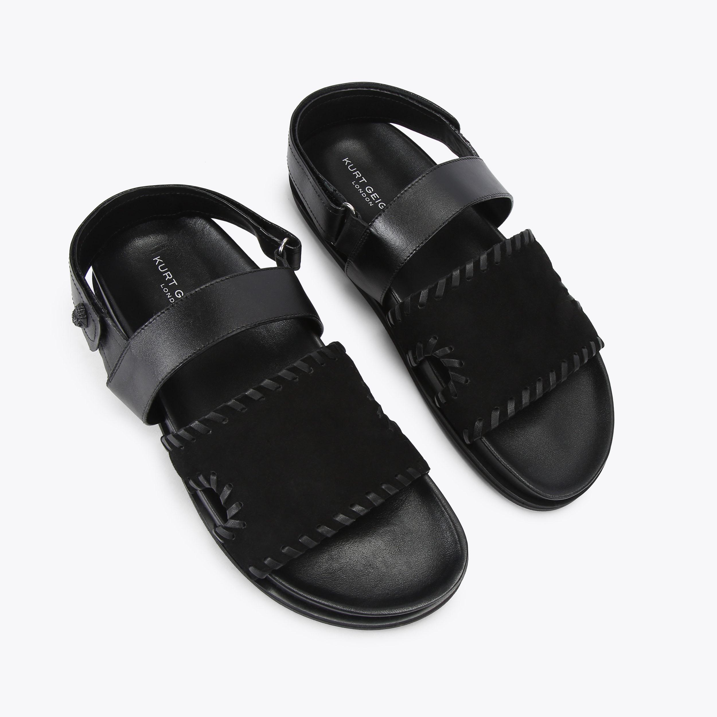 BAKER BS SANDAL Black Leather Suede Sandal by Kurt Geiger London