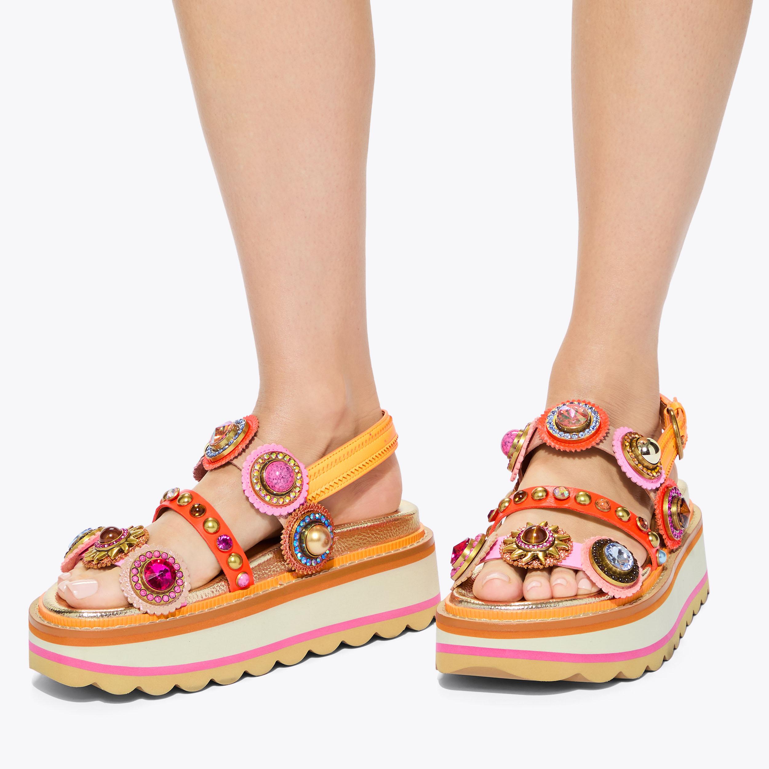 OCTAVIA SLING PLATFORM Pink Scallop Platform Sandal by Kurt Geiger London
