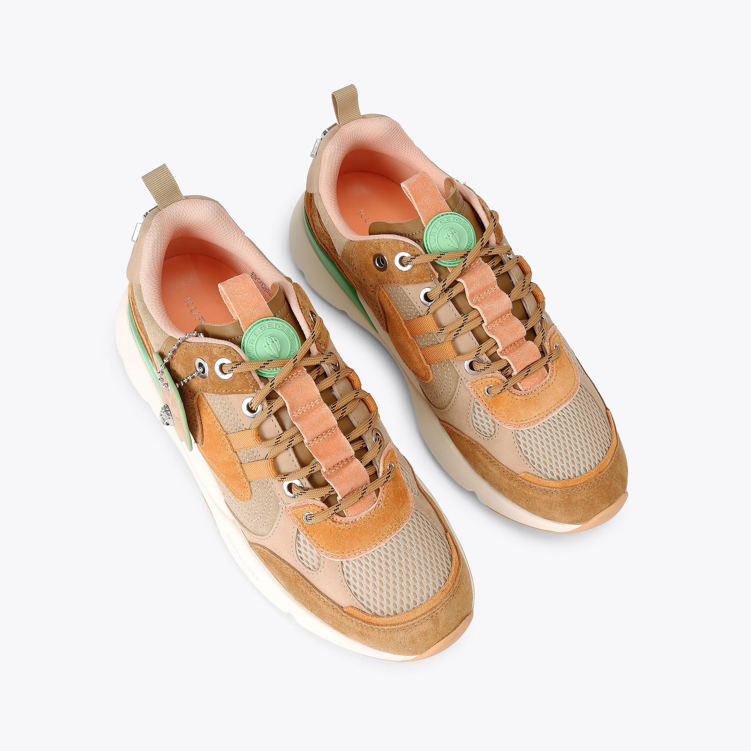 KURT RUNNER MENS Tan Brown Suede Runner Sneaker by Kurt Geiger London