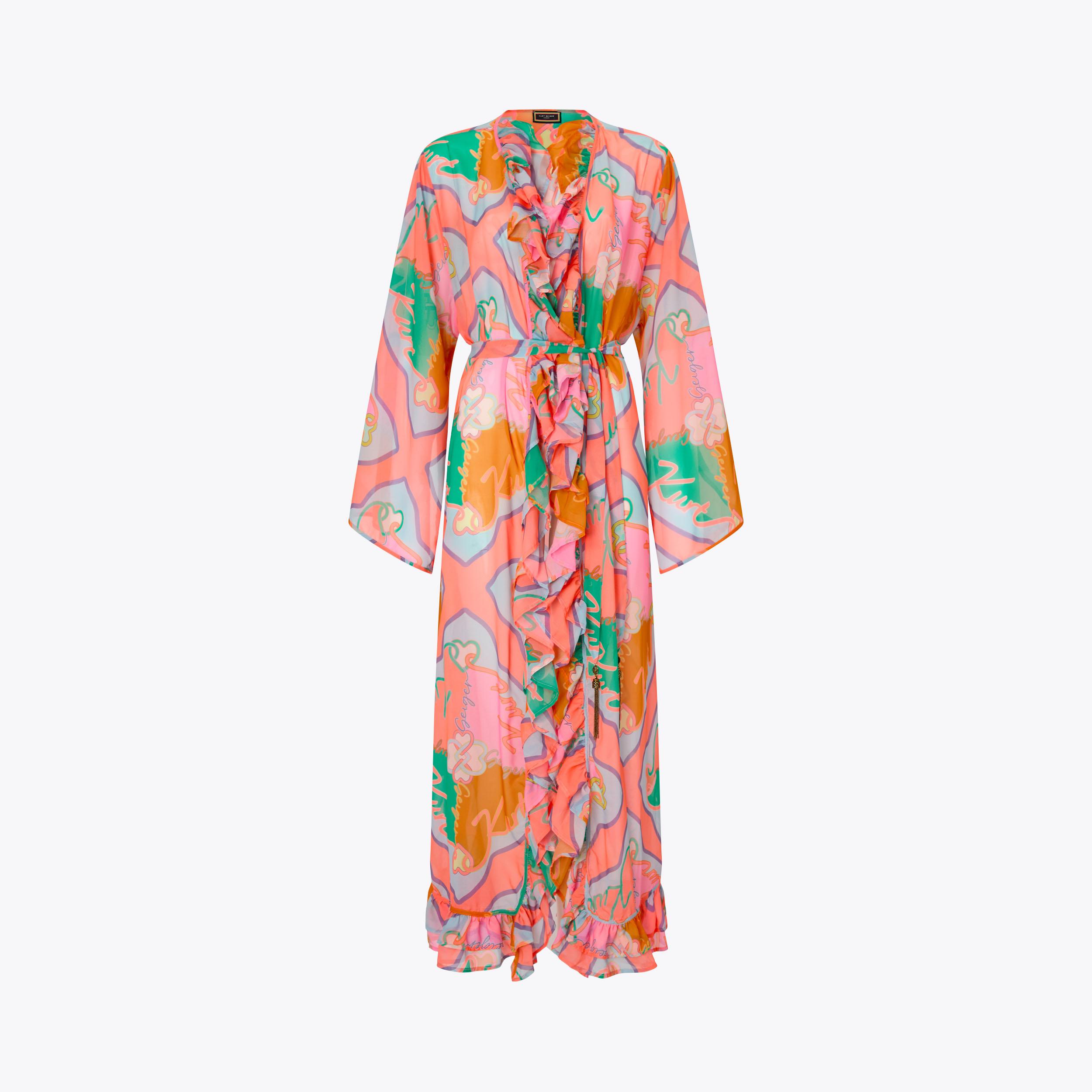 PRINTED RUFFLE ROBE Printed Branded Robe by Kurt Geiger London