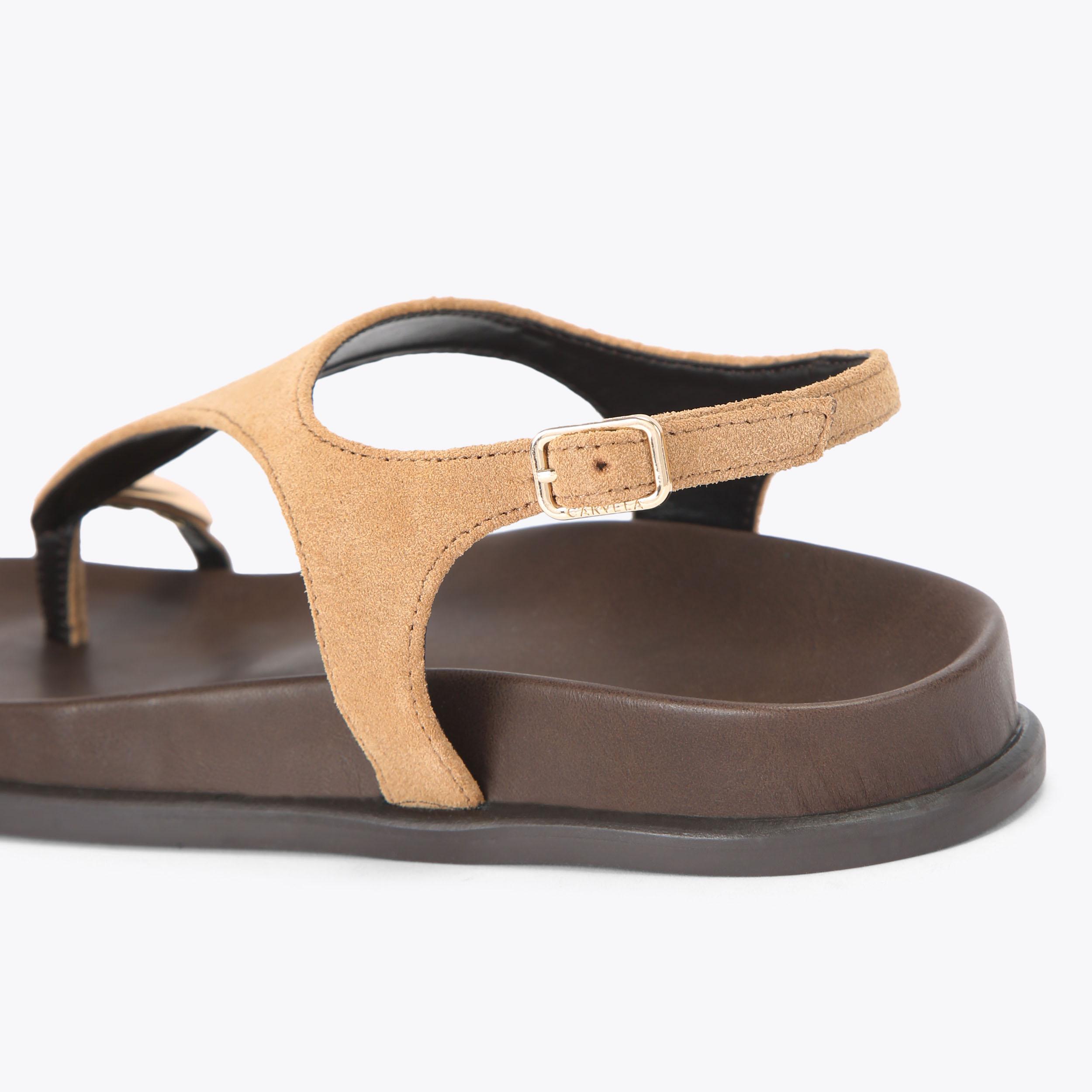 RIRA Beige Suede Toe Post Sandal by KG Kurt Geiger
