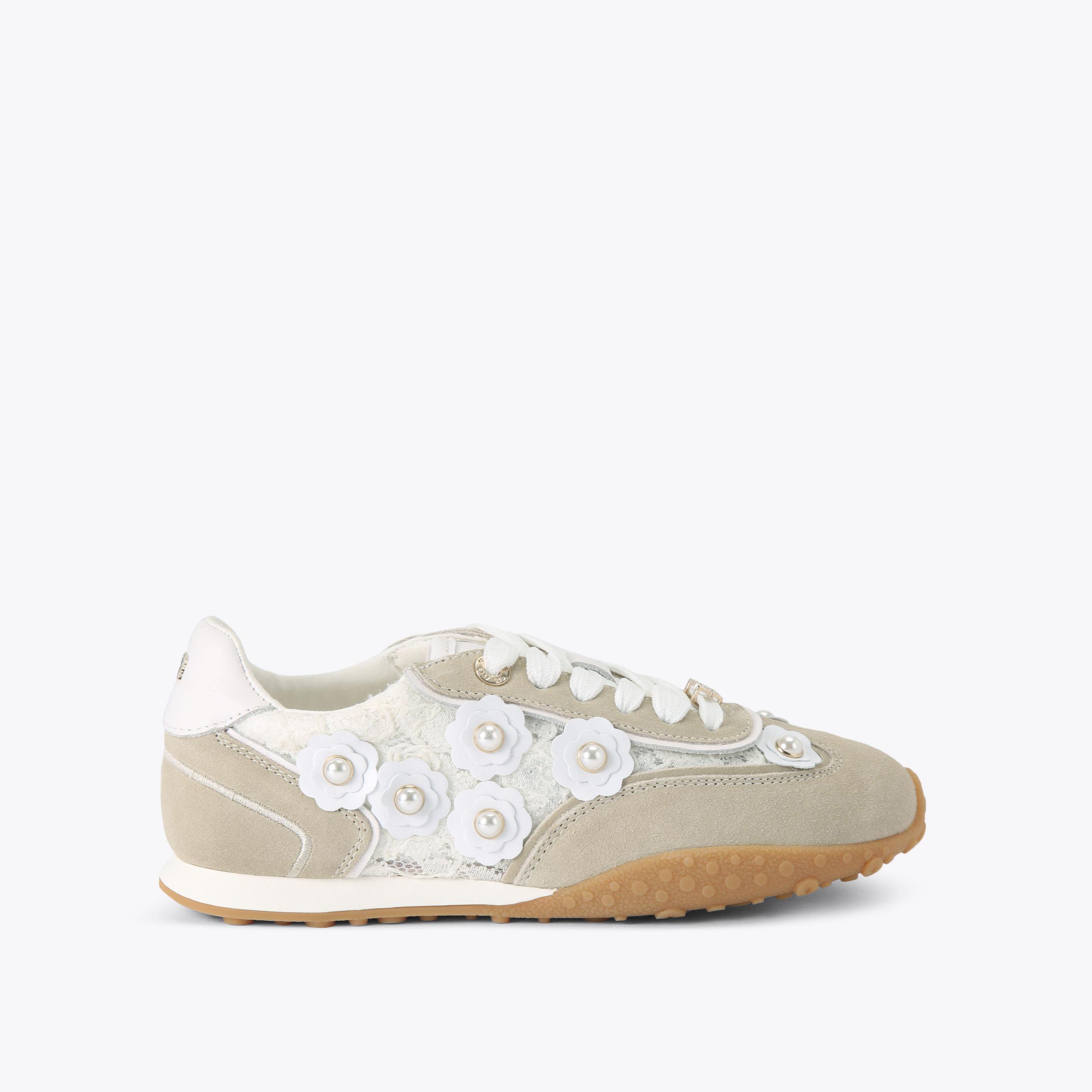 LAVENDER FLOWER Bone Mesh 3D Flower Sneaker by KG KURT GEIGER