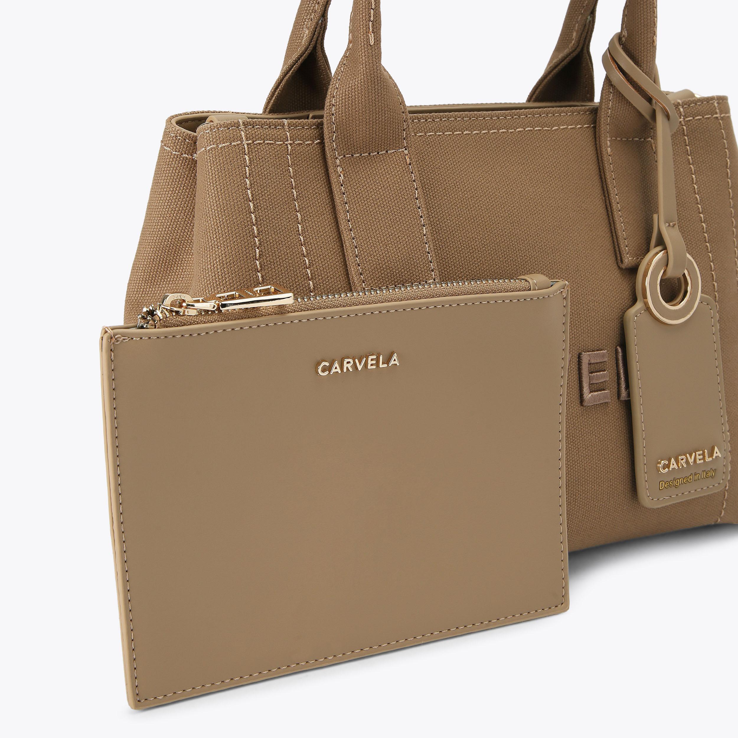 Leather Carvela Lidia LIDIA MICRO TOTE Tan Canvas Tote Bag By Carvela