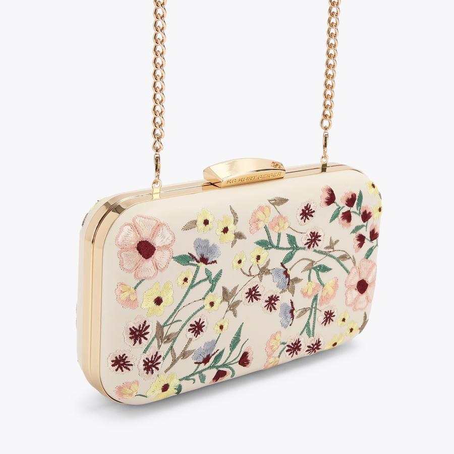 ARIA BAG White Leather Clutch Bag by KG Kurt Geiger