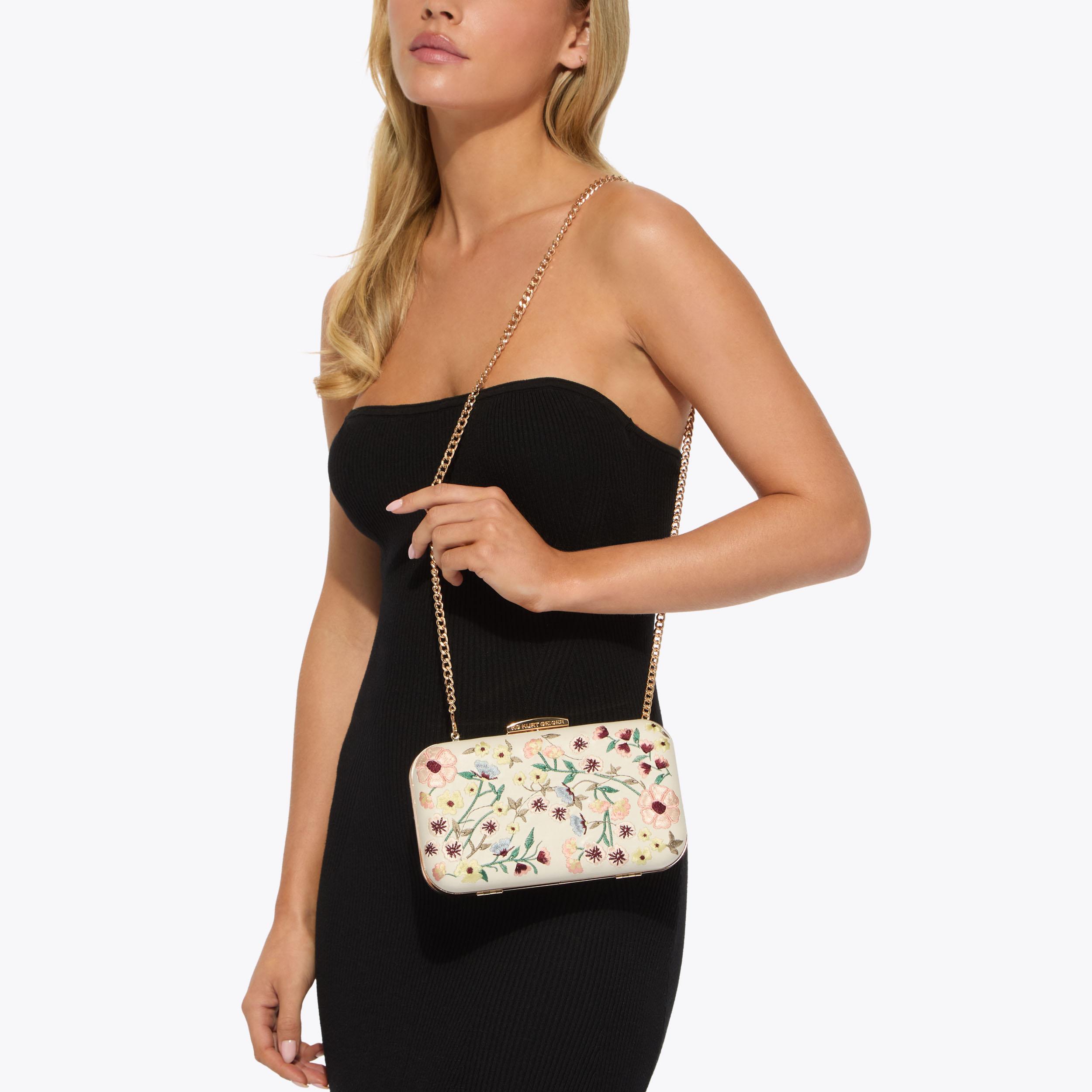 ARIA BAG White Leather Clutch Bag by KG Kurt Geiger