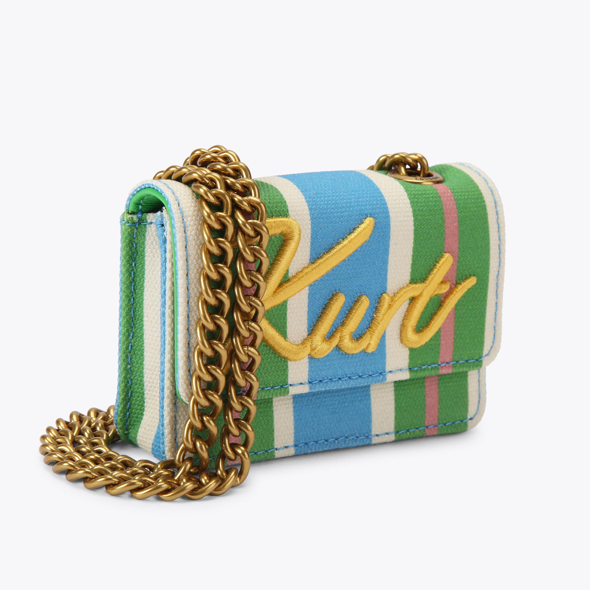 KC MICRO KURT Striped Canvas Fabric Mini Bag by Kurt Geiger London