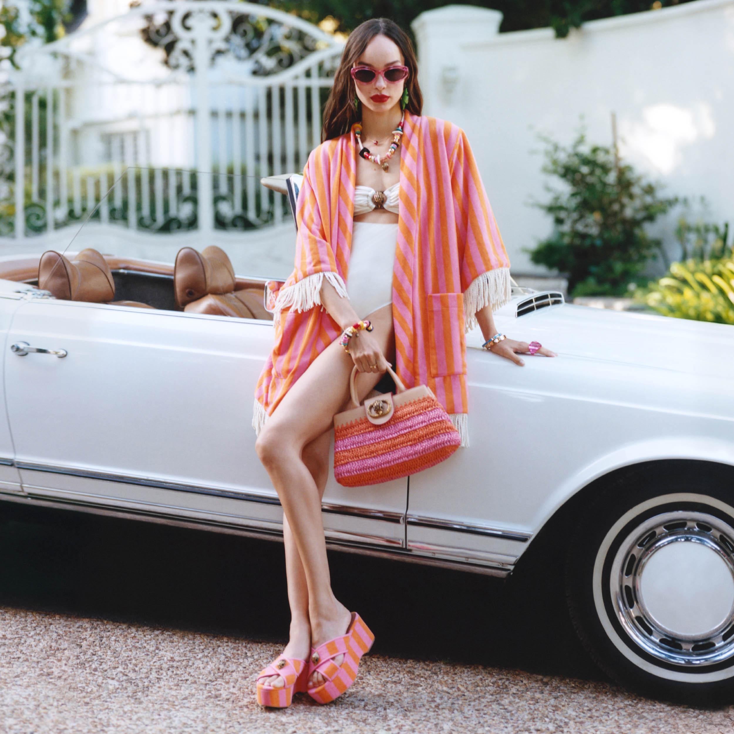 KC TERRY KAFTAN Pink Orange Cotton Kaftan by Kurt Geiger London