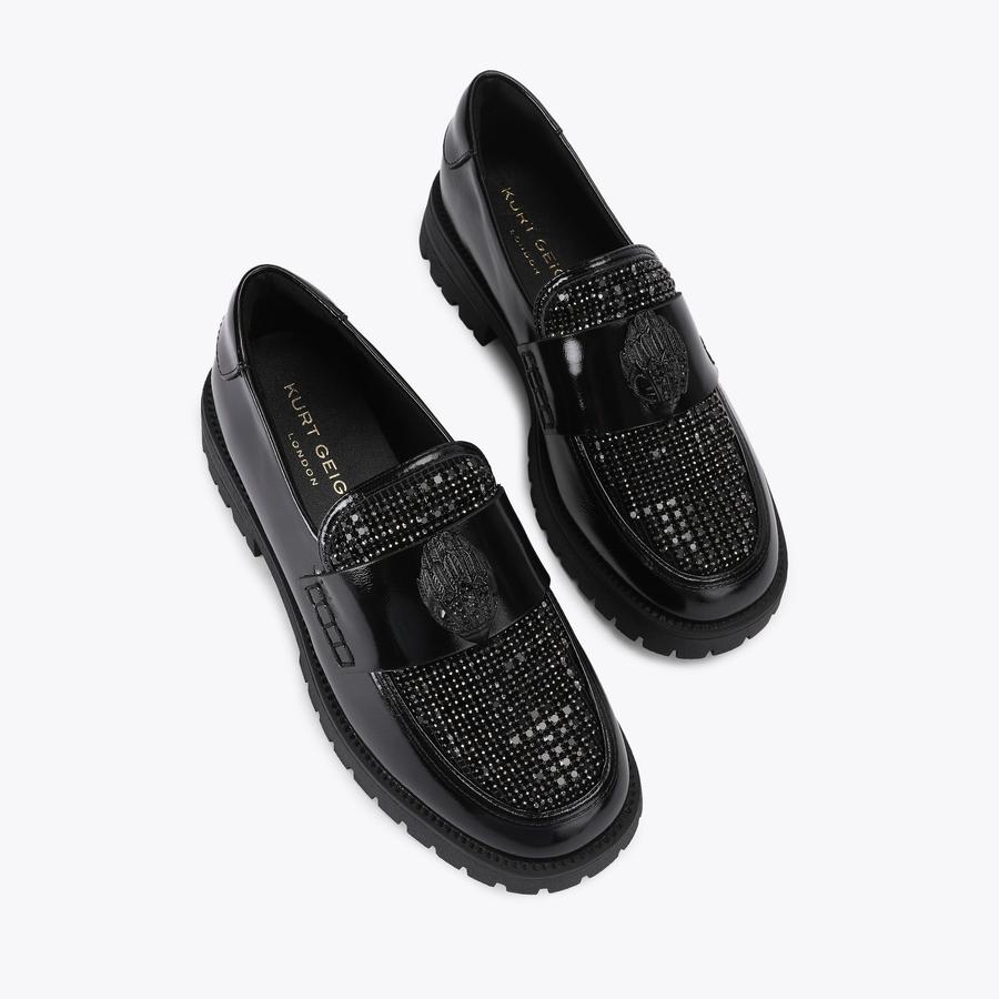 EAGLE CRYSTAL LOAFER Black Leather Crystal Loafer by Kurt Geiger 