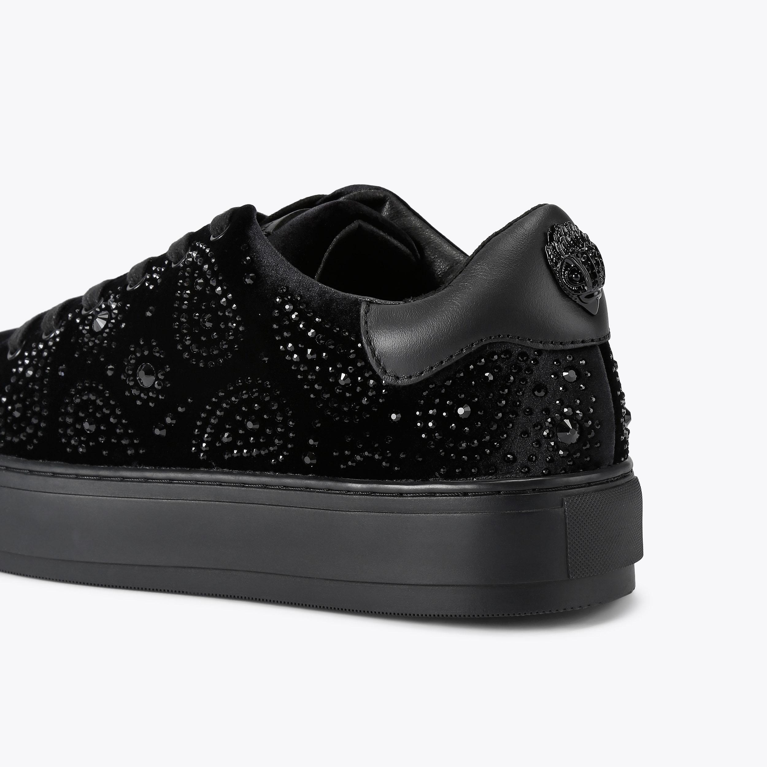 LANEY MENS Black Velvet Lace Up Sneaker by KURT GEIGER LONDON