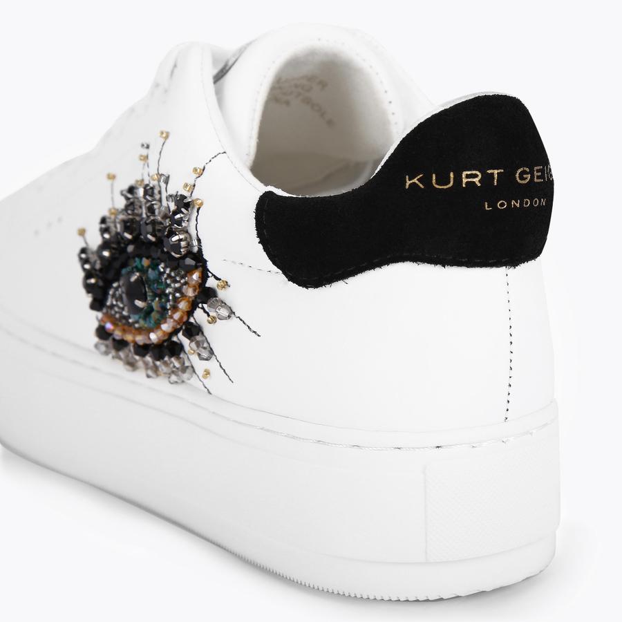 LANEY EYE White Evil Eye Motif Leather Sneakers by KURT