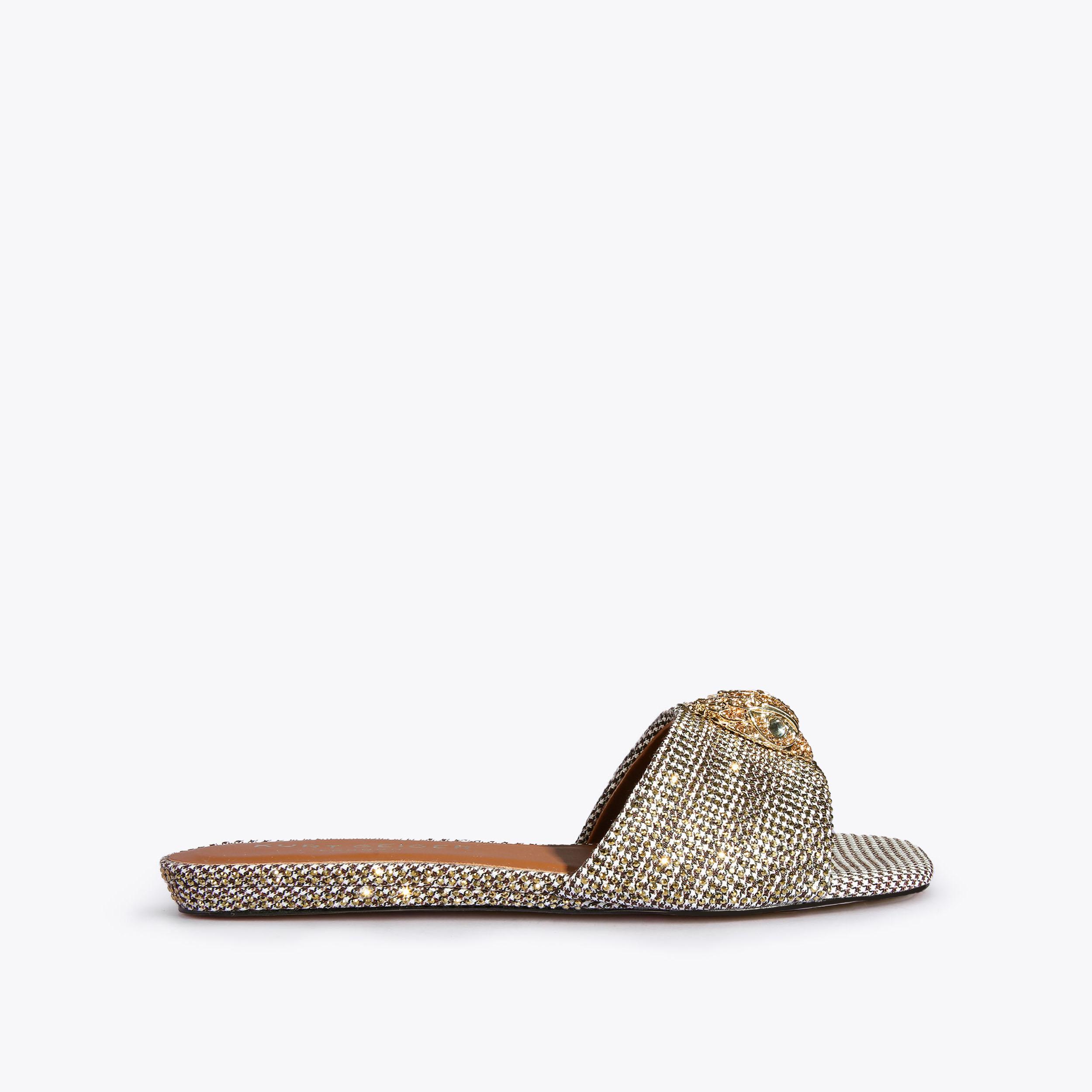 KENSINGTON FLAT SANDAL Metallic Rainbow Stripe Flat Sandals
