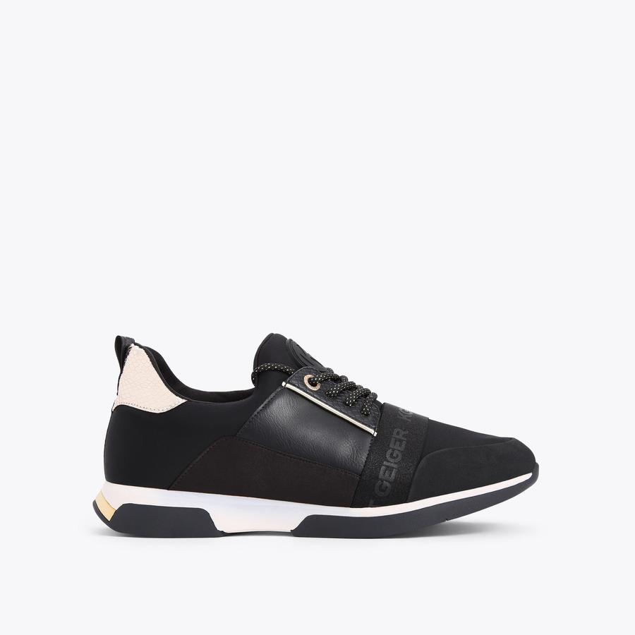 LEO2 Black Fabric Gold Detail Sneakers by KG KURT GEIGER