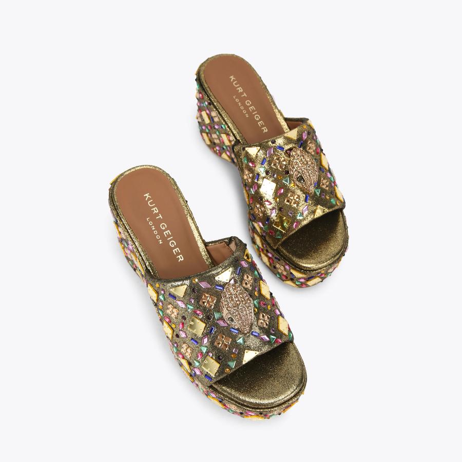 Kurt geiger gold wedge sandals clearance