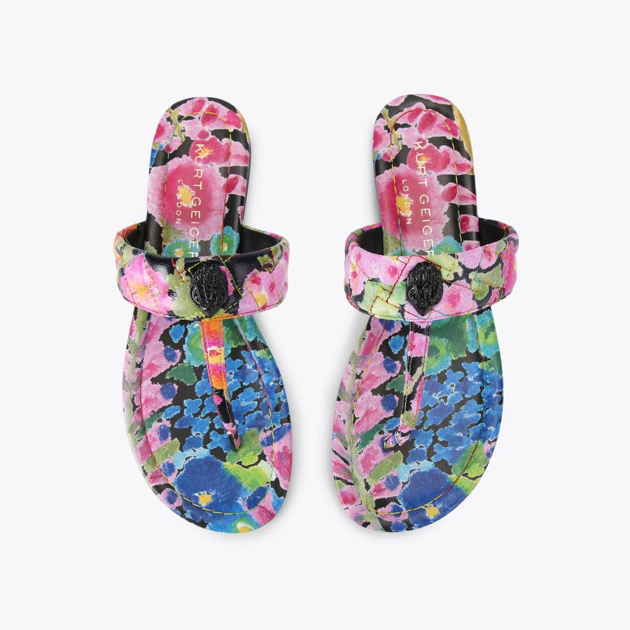 KENSINGTON T-BAR SANDAL Floral Printed Flip Sandal by KURT GEIGER