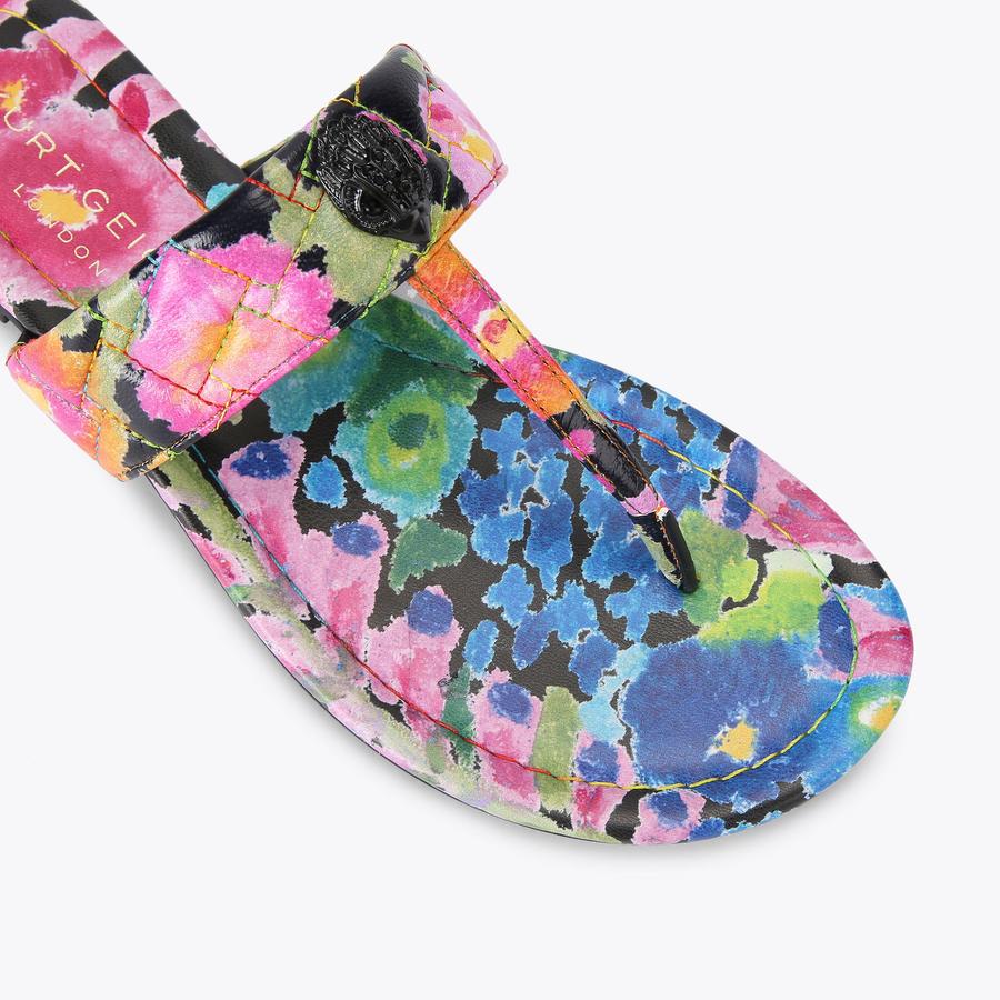 KENSINGTON T-BAR SANDAL Floral Printed Flip Sandal by KURT GEIGER