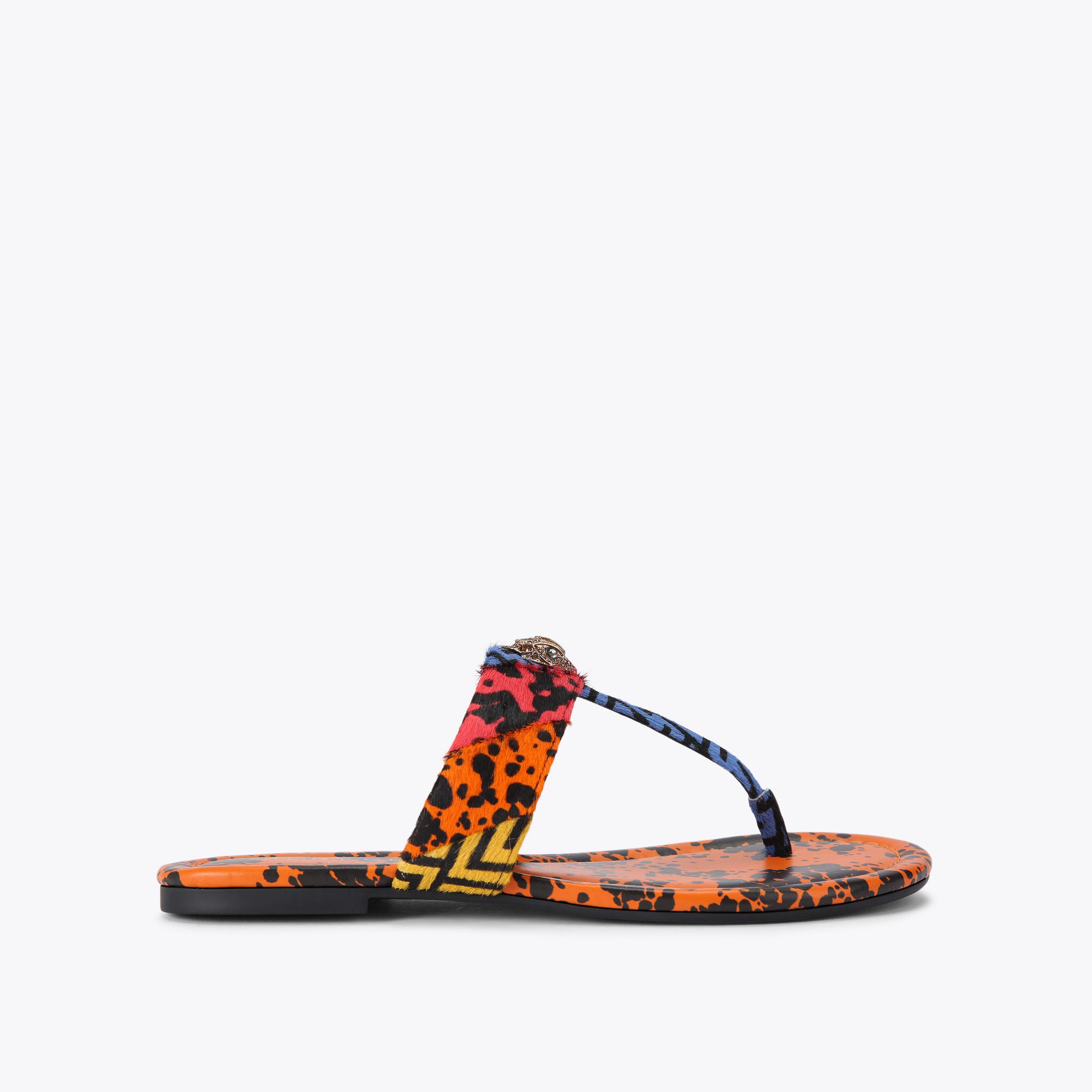 KENSINGTON T-BAR SANDAL Pastel Stripe Metallic Leather