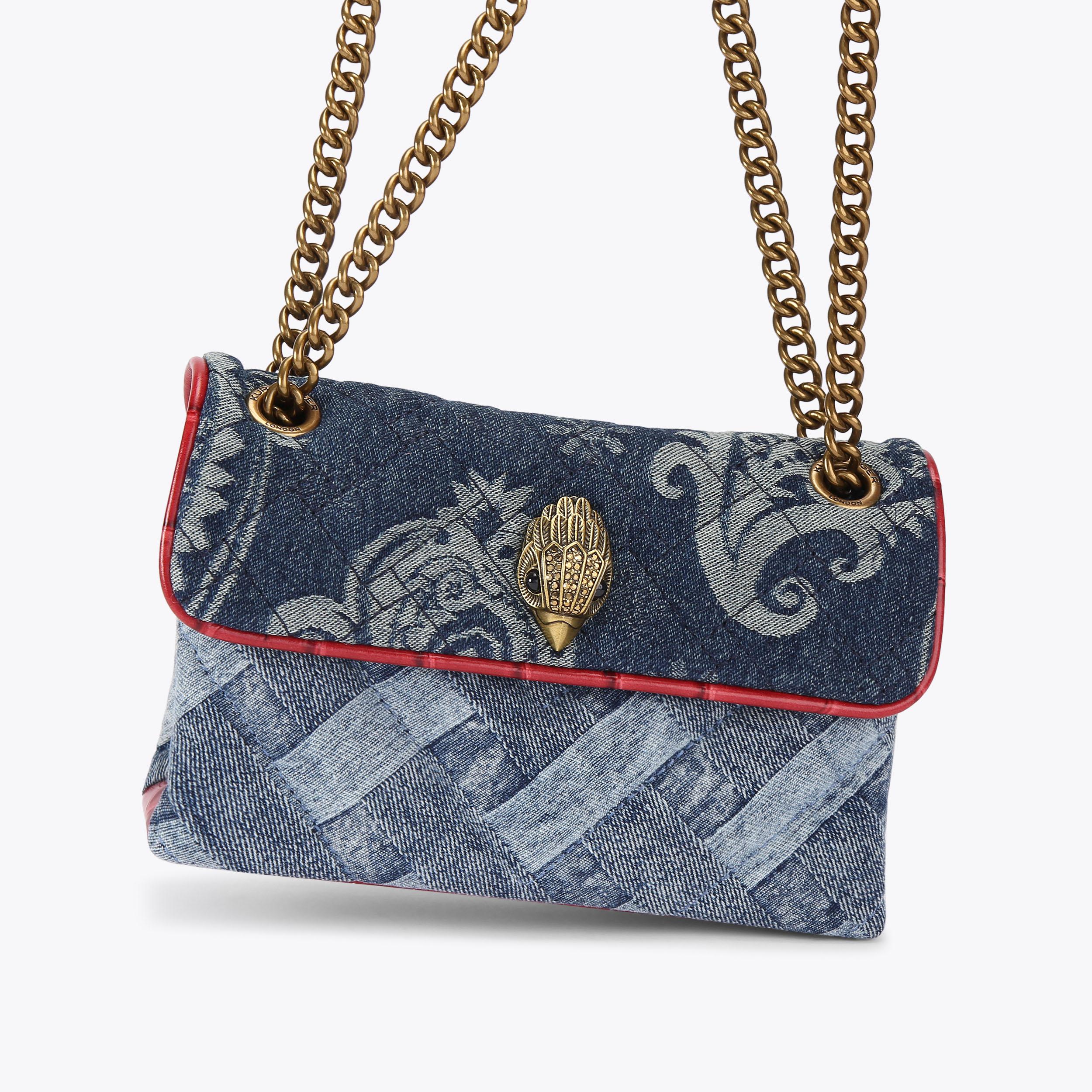 MINI KENSINGTON SOFT BAG Denim Woven Cross Body Purse by