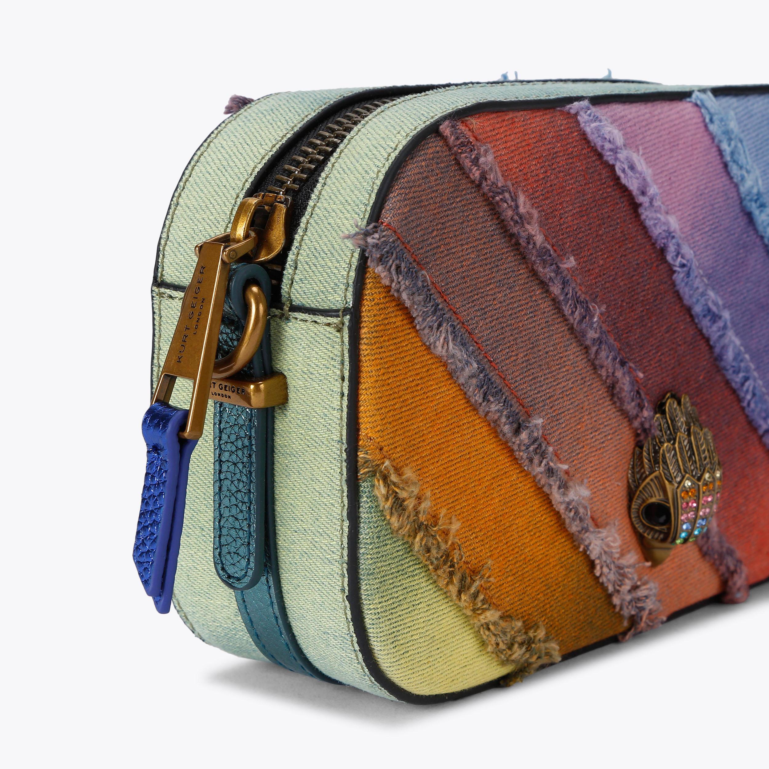 KENSINGTON SM CAMERA BAG Denim Frayed Camera Bag by KURT GEIGER LONDON
