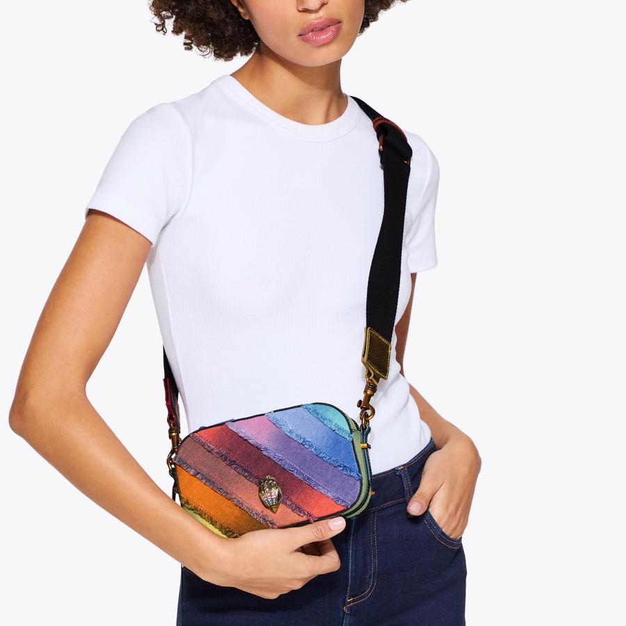 KENSINGTON SM CAMERA BAG Denim Frayed Camera Bag by KURT GEIGER LONDON