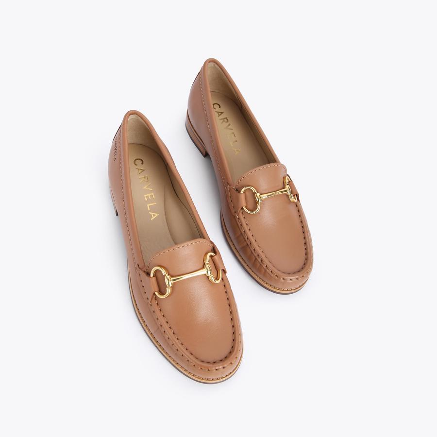 CLICK 2 Camel Leather Horsebit Loafers by CARVELA COMFORT