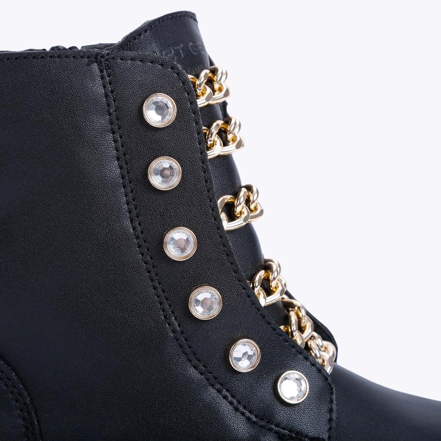 MINI BAX Black Leather Chain Mini Ankle Boot by KURT GEIGER LONDON