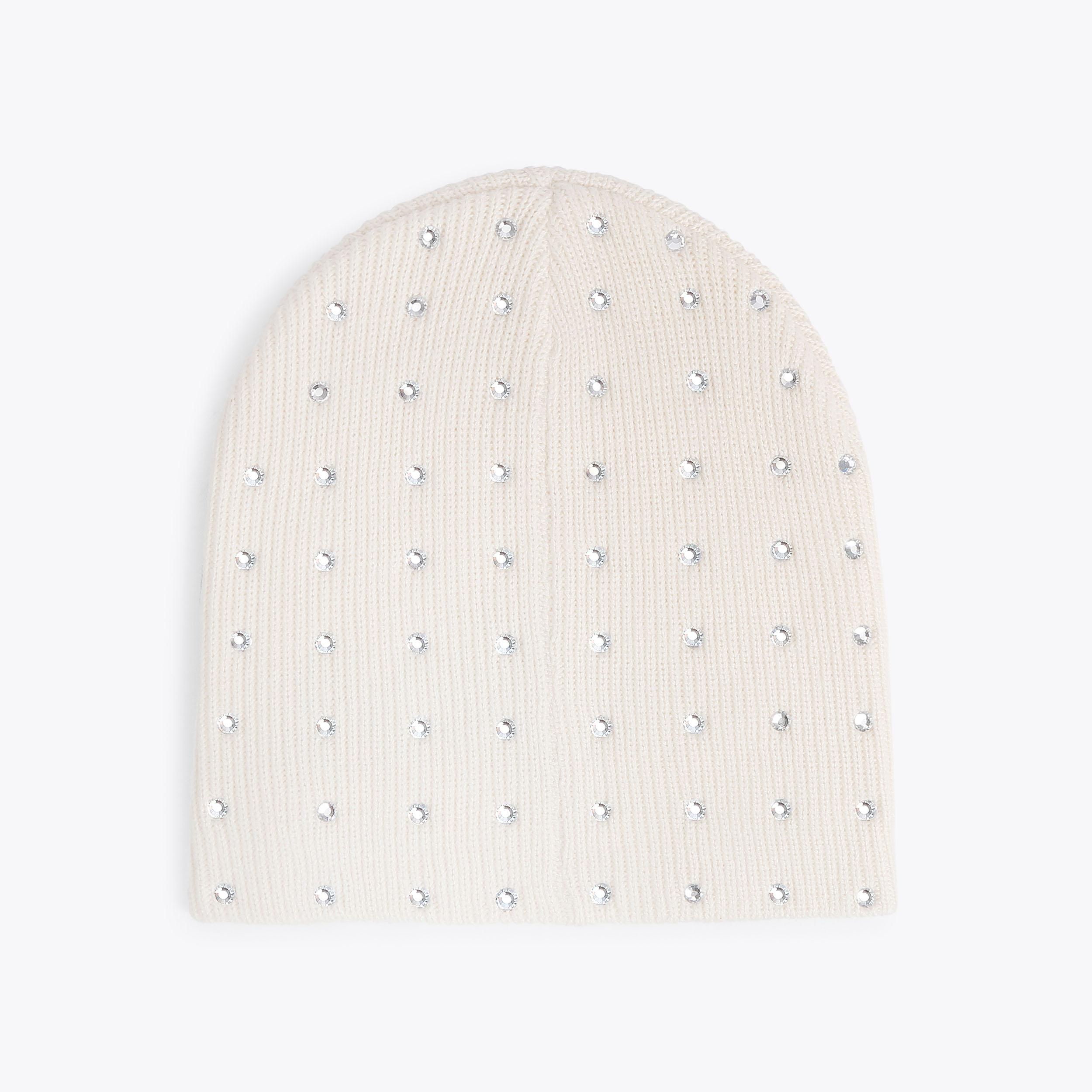 Kurt Geiger Bone Crystal Embellished Beanie EVIL EYE BEANIE Bone Evil Eye Crystal Beanie Hat by KURT  main image 2