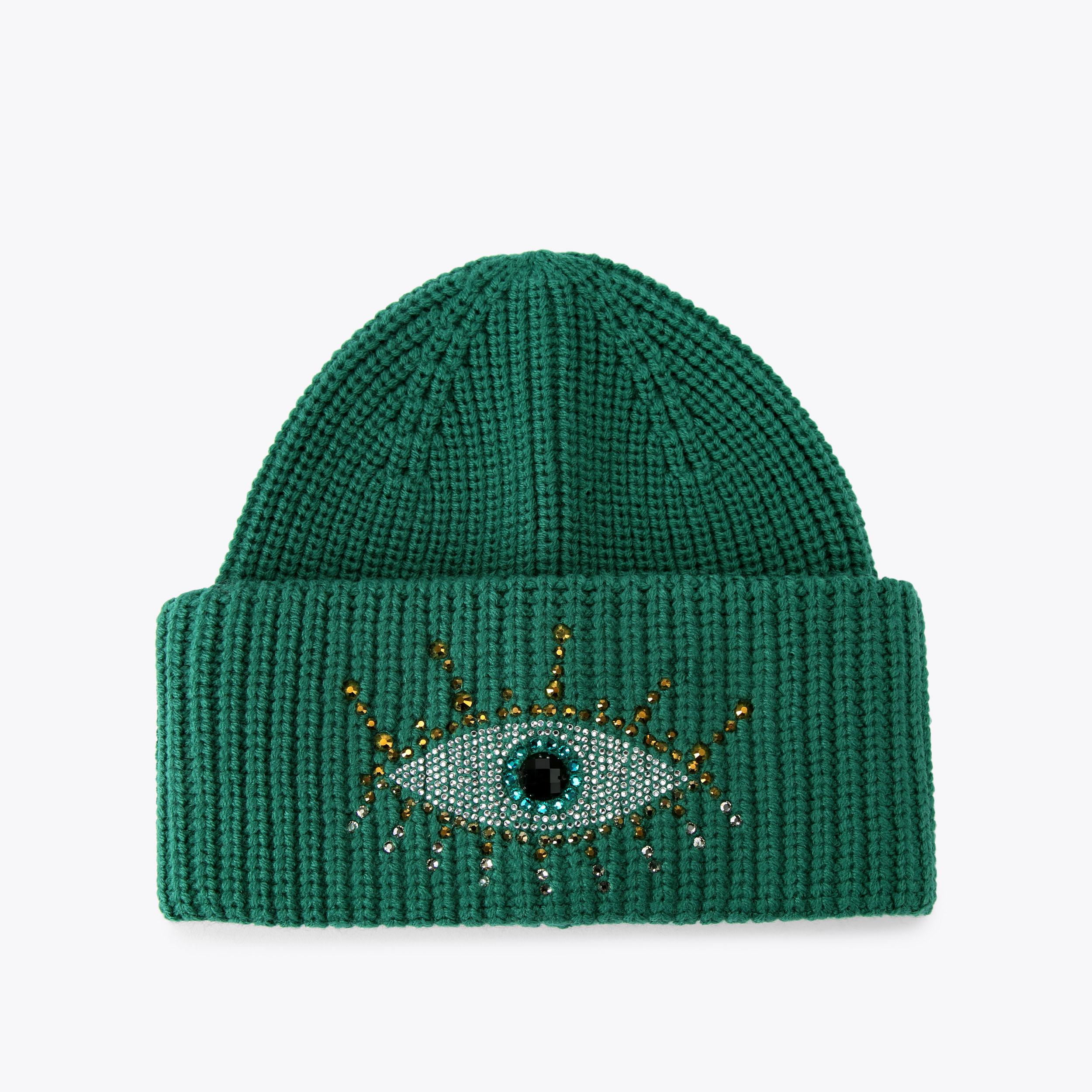 Kurt Geiger Velvet Green Evil Eye Cap OLIVE EYE Green Velvet Evil Eye Slip On Shoes by KURT GEIGER  main image 2