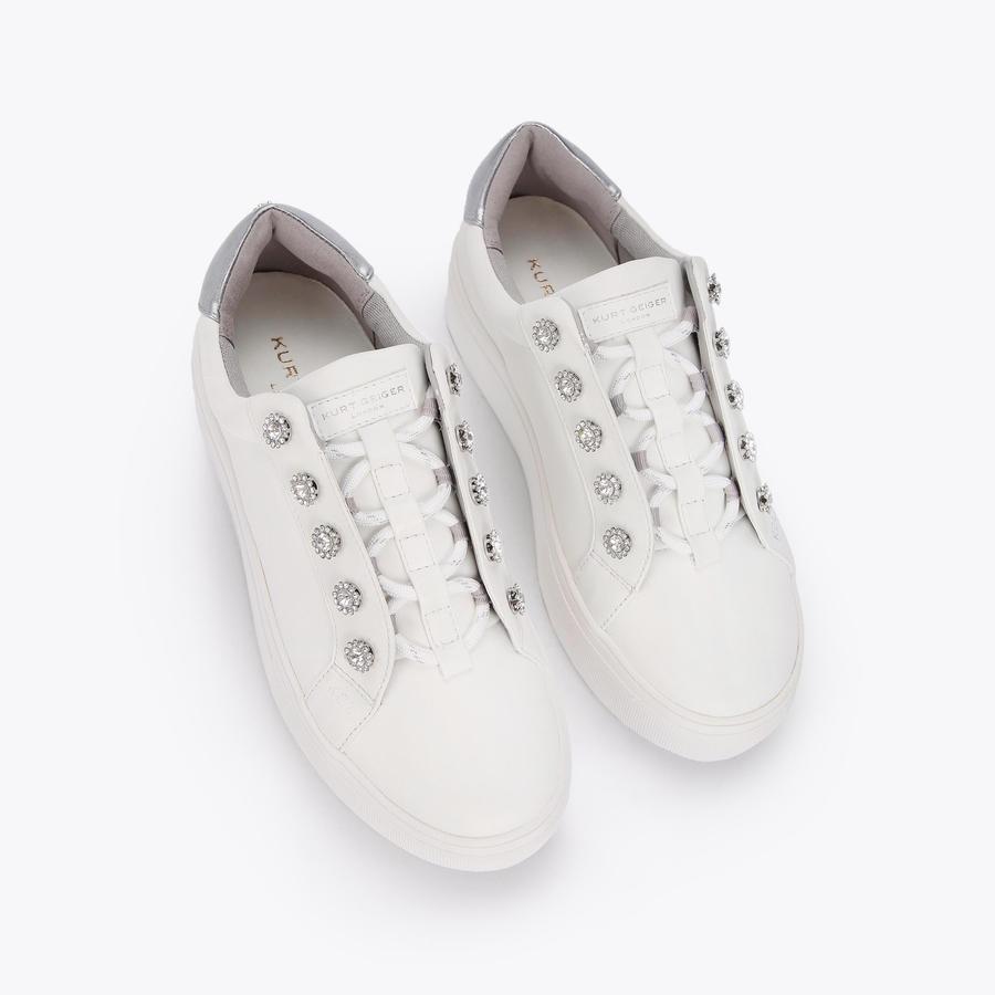 KGL LIVIAH White Crystal Slip On Sneakers by KURT GEIGER LONDON