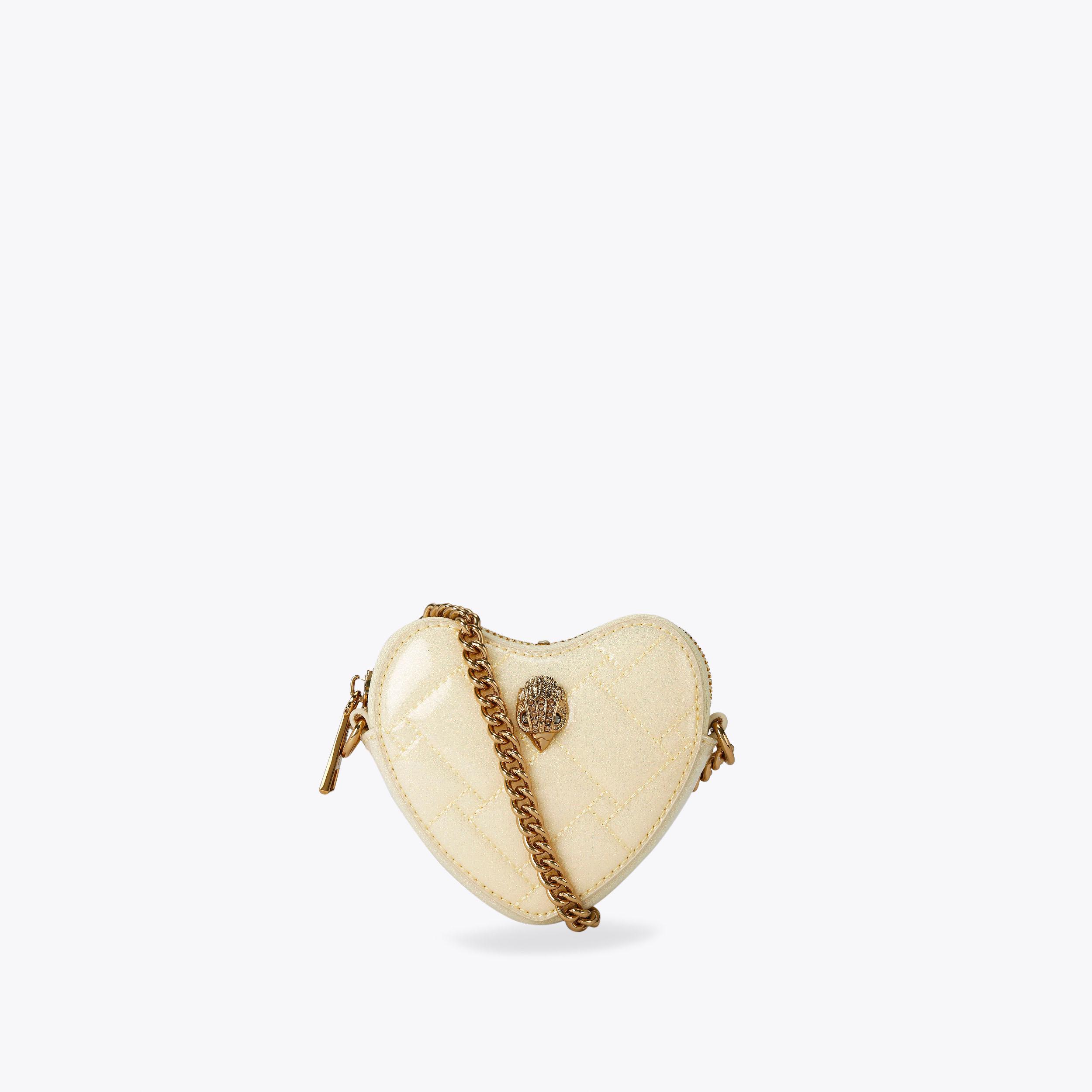 MICRO HEART CROSSBODY Champagne Glitter Cross Body Bag by KURT