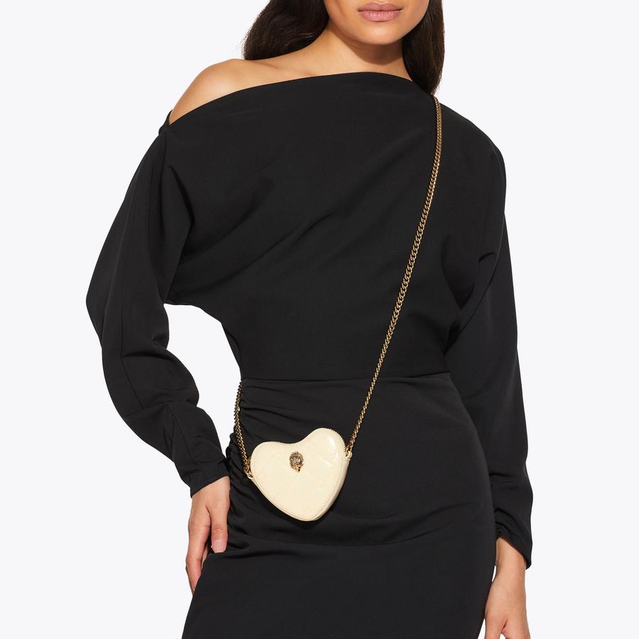 MICRO HEART CROSSBODY Champagne Glitter Cross Body Bag by KURT
