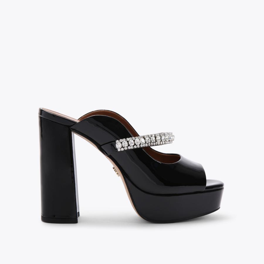 DUKE PLATFORM PEEP TOE Black Platform Peep Toe Crystal by KURT GEIGER LONDON