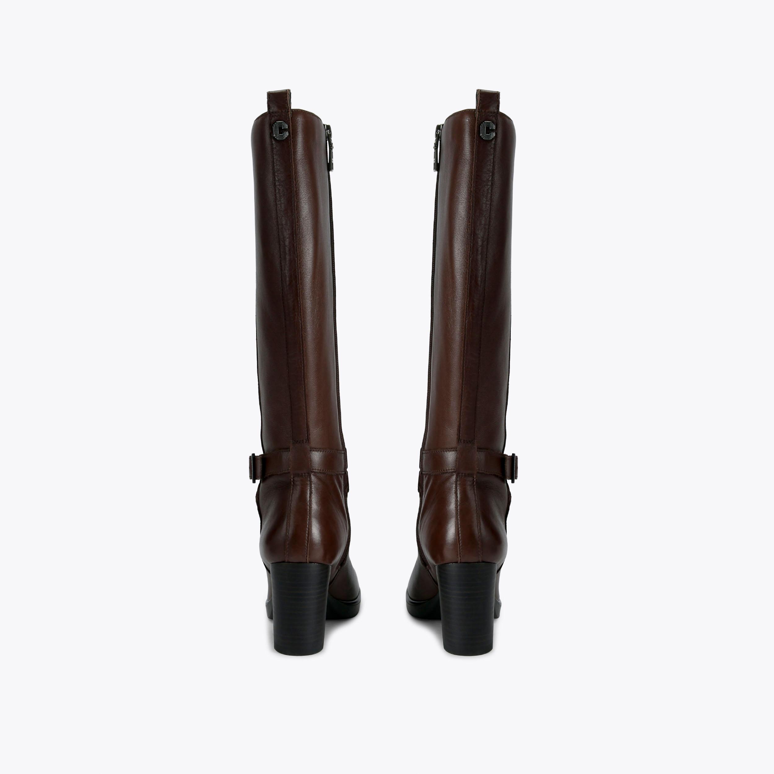 SILVER 2 KNEE HIGH Dark Brown Leather Knee High Boot by CARVELA