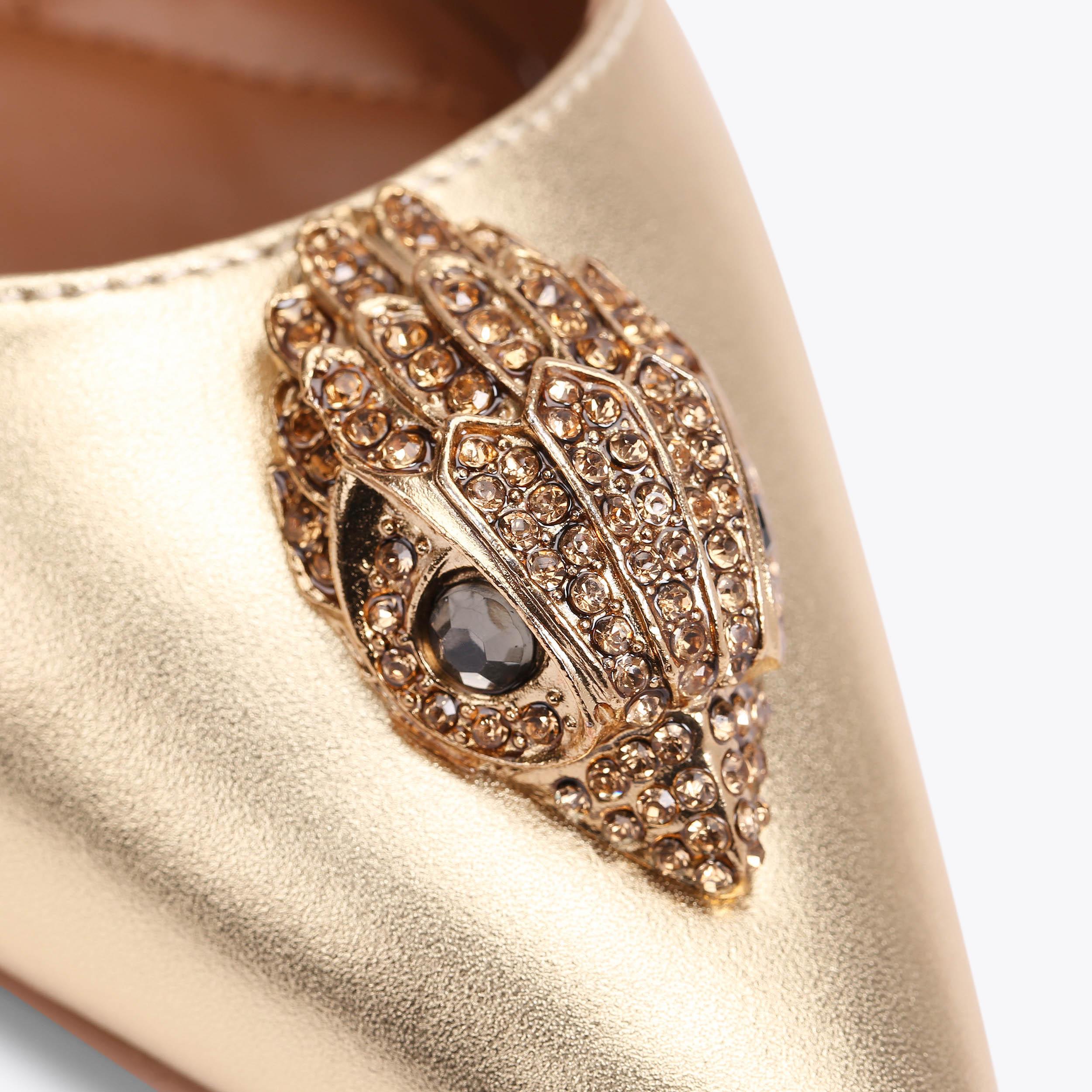 BELGRAVIA SLING BACK Gold Leather Fabric Slingback Heel by KURT GEIGER ...