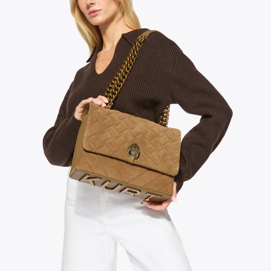 LARGE KENSINGTON KURT Cinnamon Suede Purse by KURT GEIGER LONDON