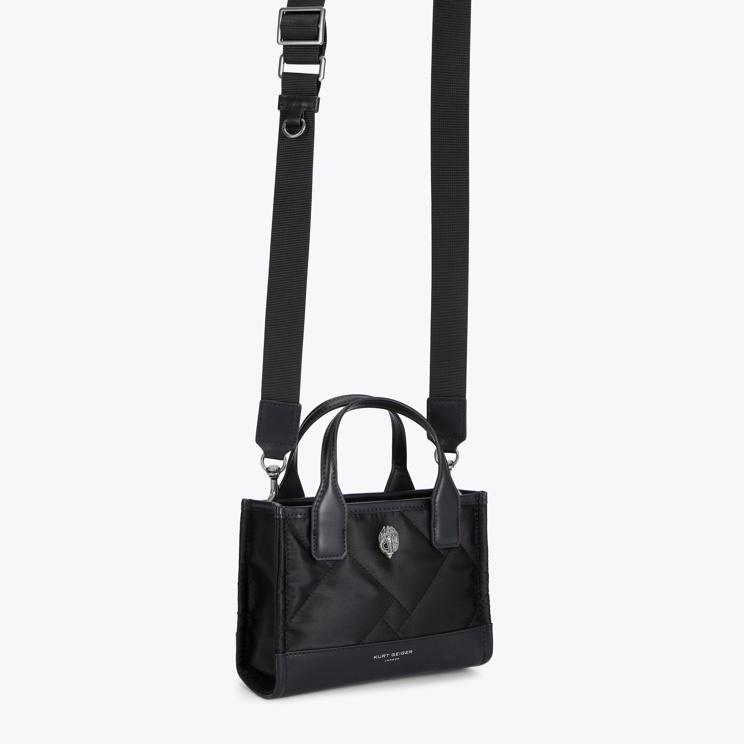 XS RECYCLED SQ SHOPPER Black Mini Tote by KURT GEIGER LONDON