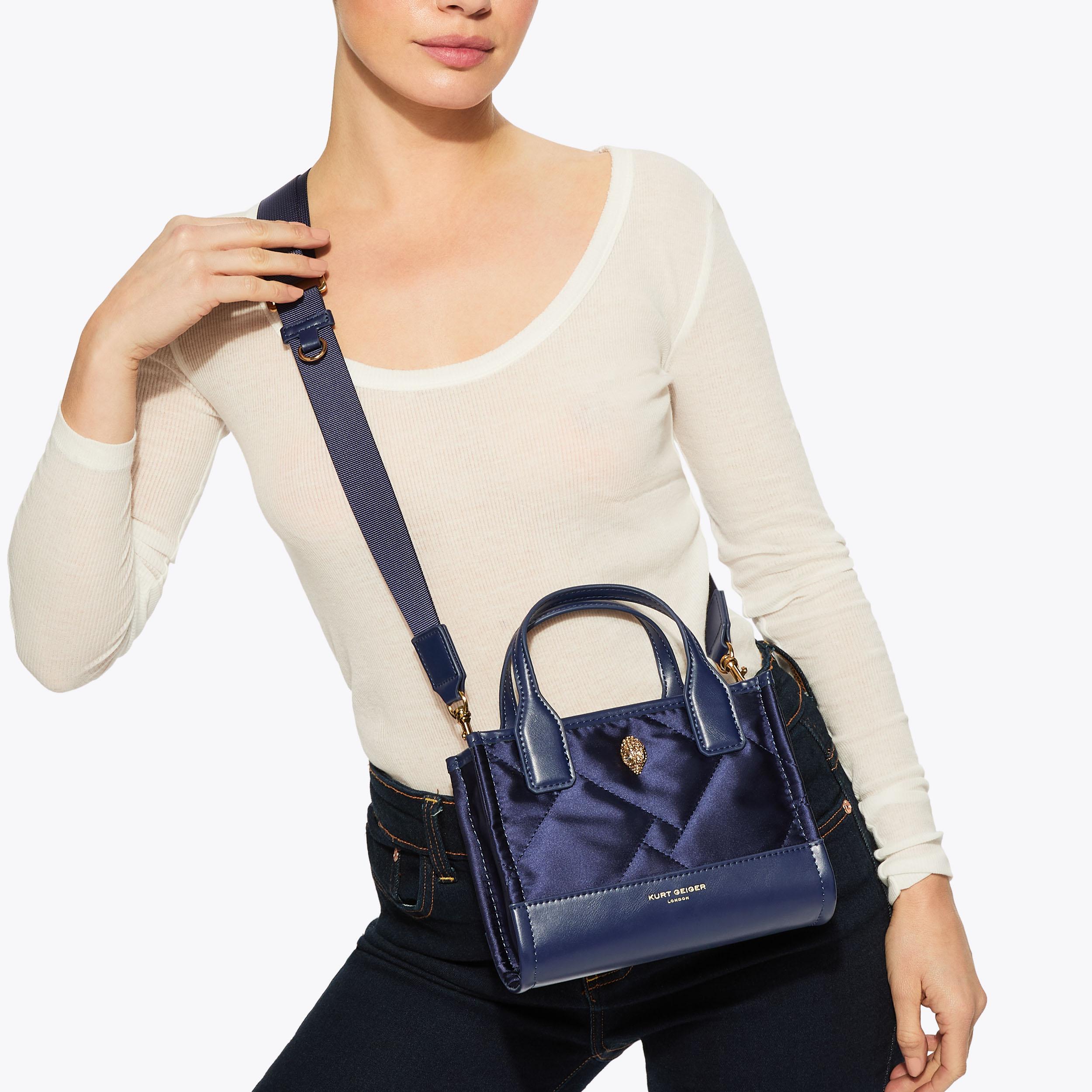 XS RECYCLED SQ SHOPPER Navy Nylon Shopper Purse by KURT GEIGER LONDON