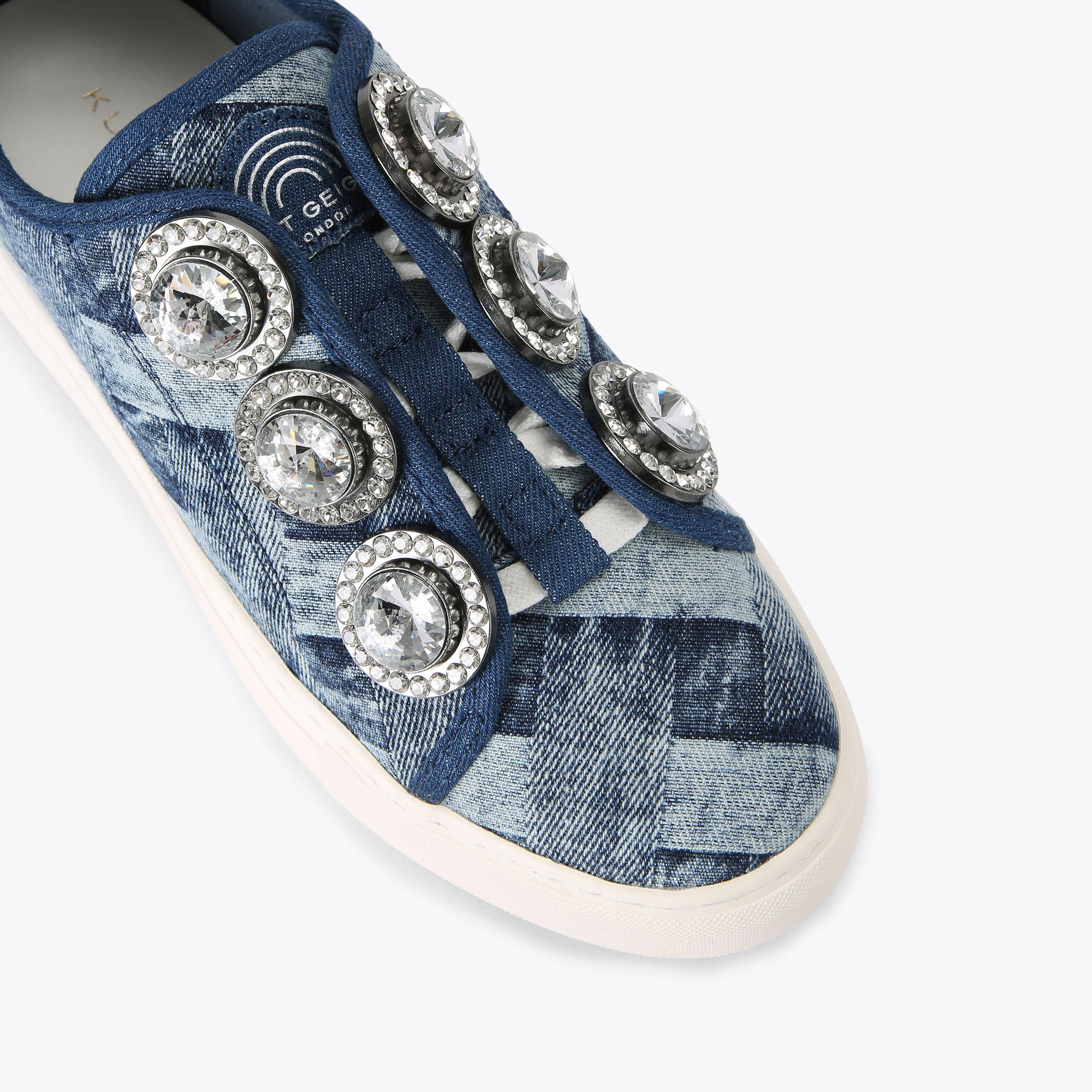 LUARA LANEY EYE White Evil Eye Motif Leather Sneakers by KURT
