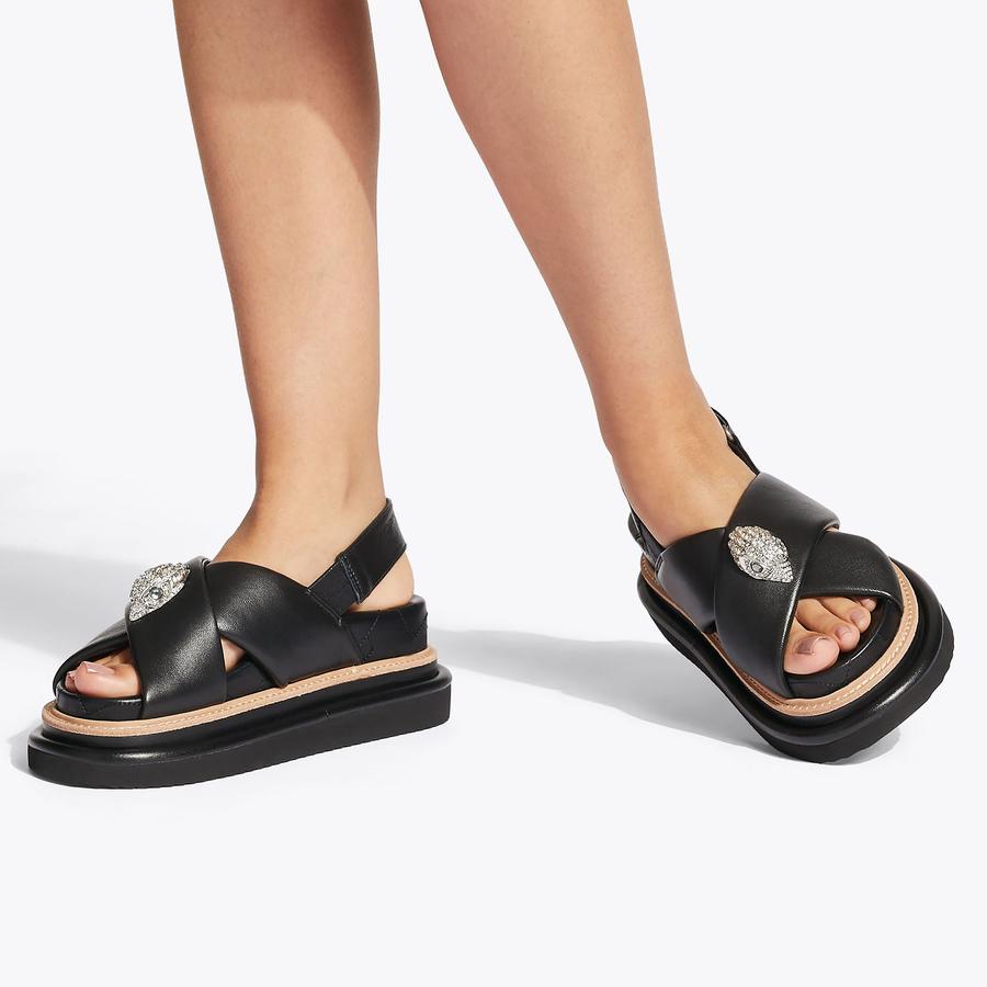 GDC ブラック本革スエードx本革レザー　レザースタッズ　2WAYネックレス新品 ORSON CROSS STRAP SANDAL Black Leather Chunky Sandal by KURT